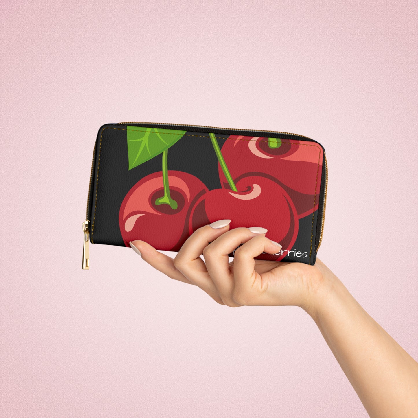 Charming Cherry Zipper Wallet | Sweet Design Accessory, Cute Gift, Stylish Organizer, Floral Wallet, Fun Everyday Use
