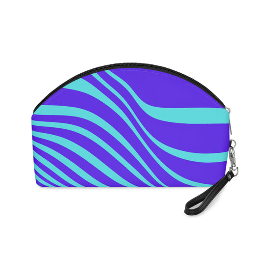 Makeup Bag Purple/aqua stripe