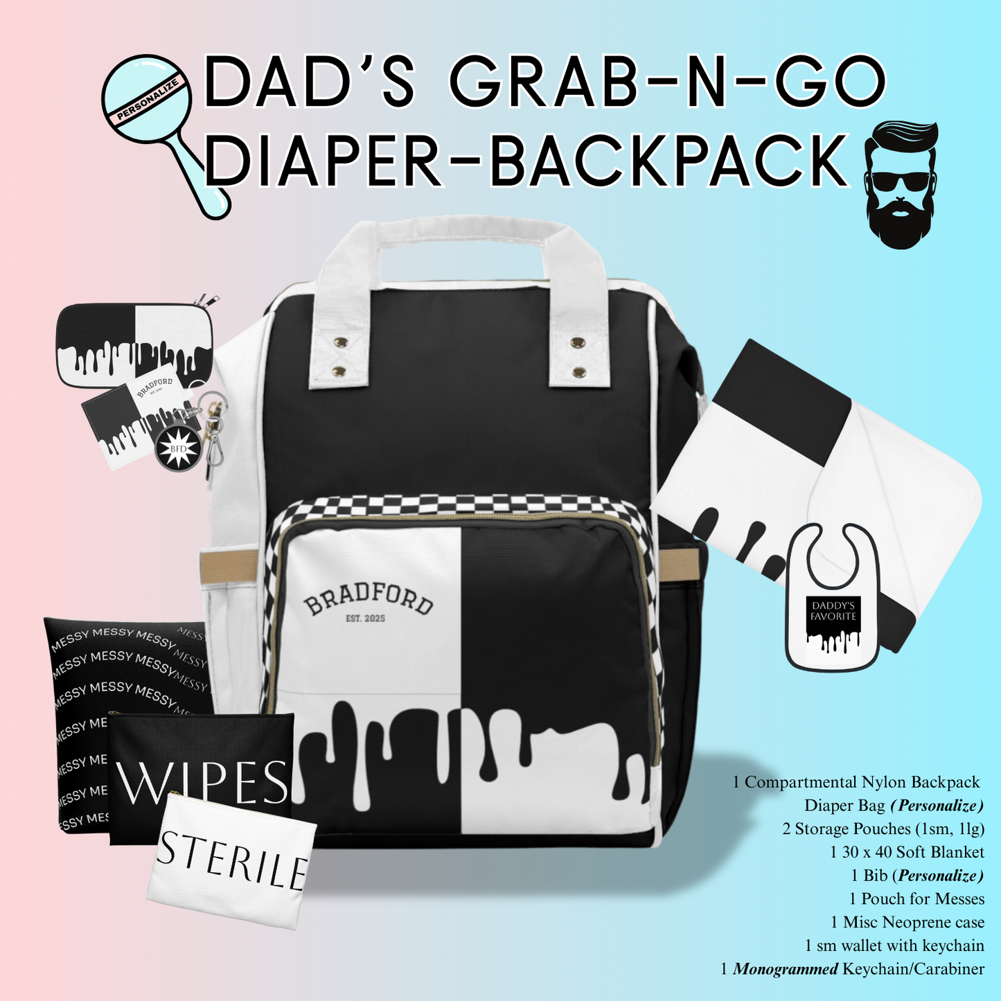 The MEGA Everything Dad's Diaper Bag Backpack Kit