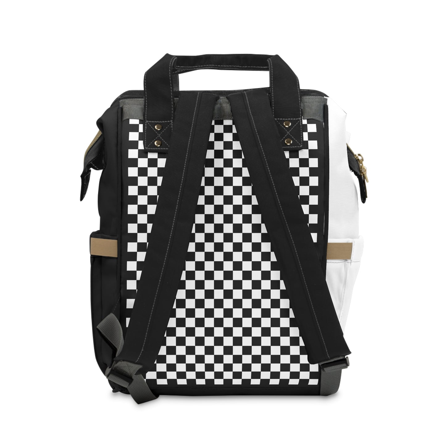 Backpack with checkered pattern on a white background