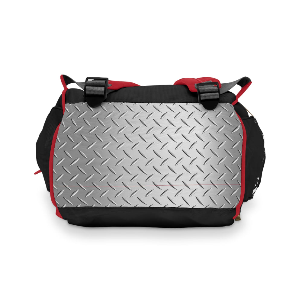 Backpack with diamond plate pattern on the bottom
