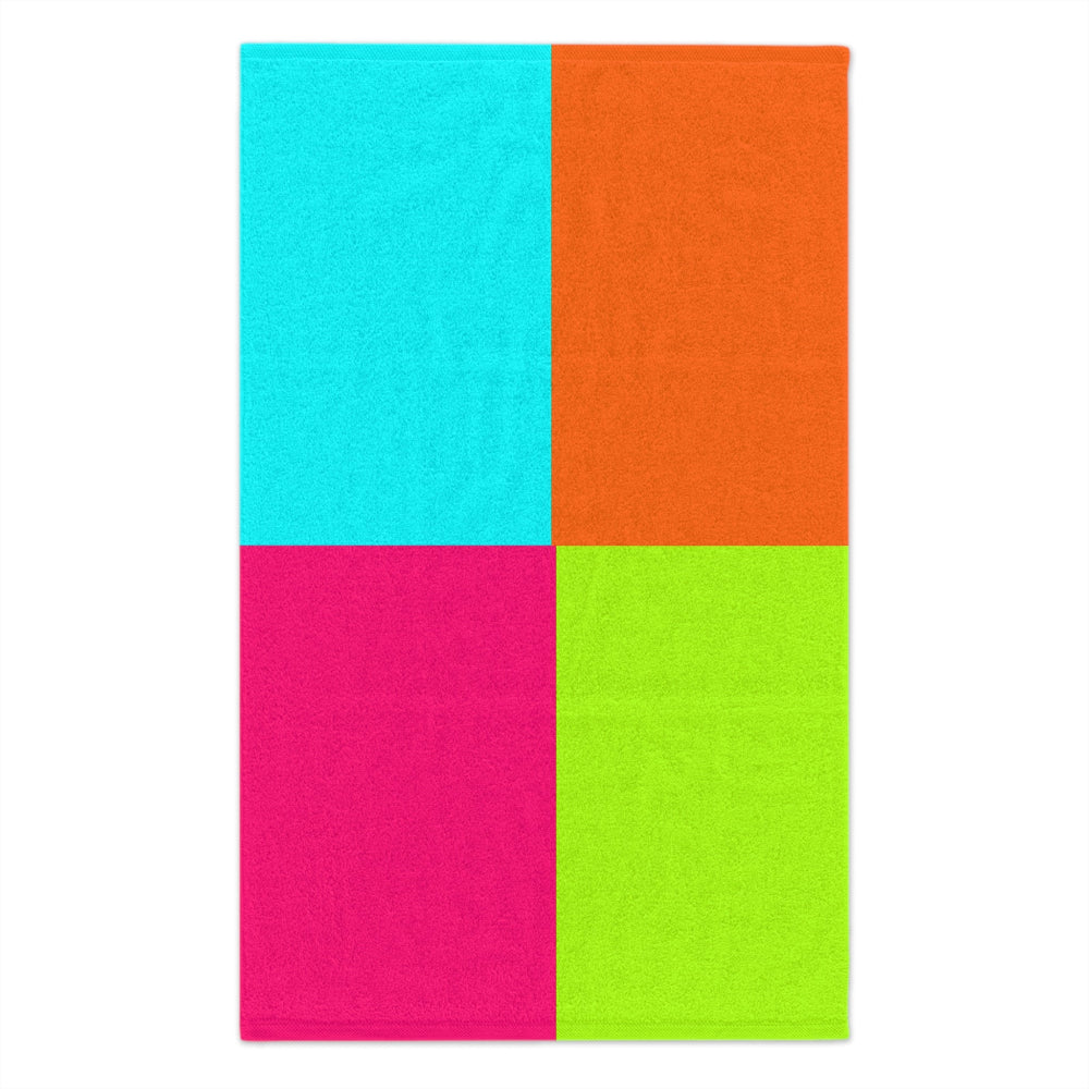 PBP Dad's Vibrant Burp Cloth with turquoise, orange, pink, and green sections on a white background