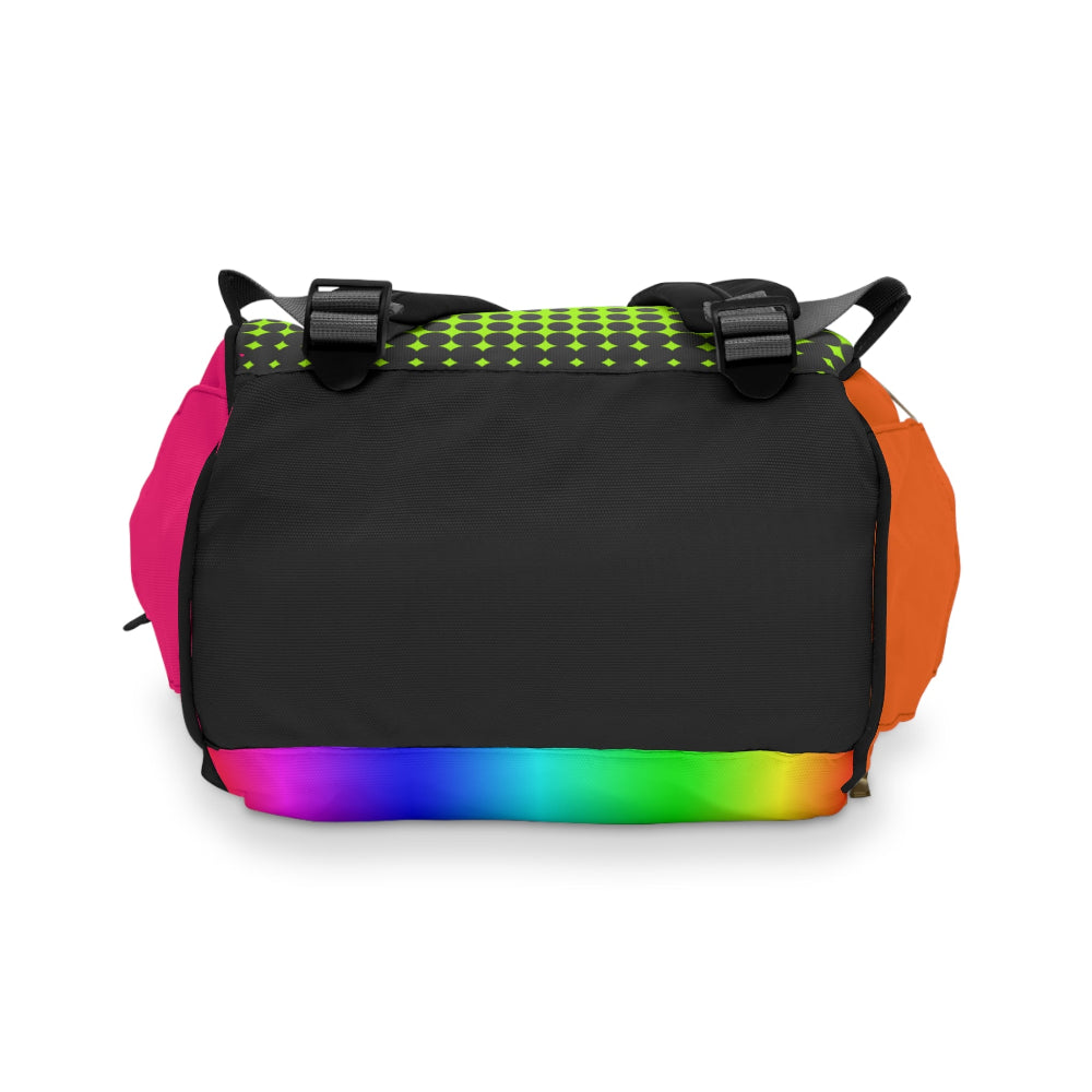 PBP Dad's Diaper Backpack with rainbow base on a white background