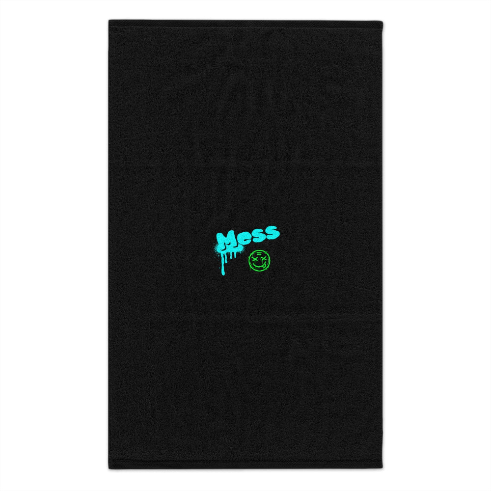 PBP Graffiti Dad's Diaper Backpack burp cloth with green 'Mess' logo on a white background