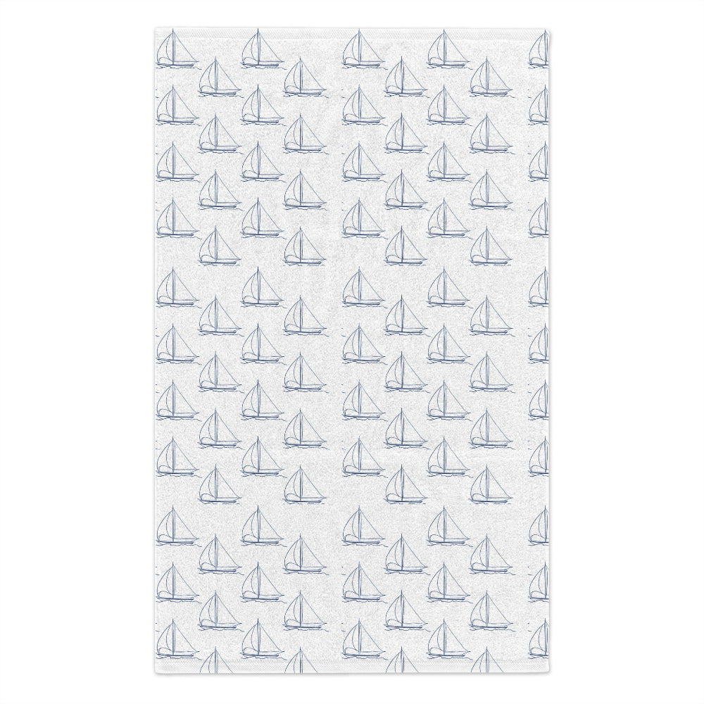 PBP Nautical burp cloth with sailboat pattern on a white background