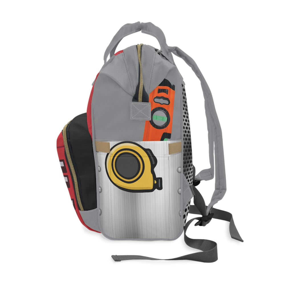 PBP Dad's Tool Box Kit Diaper Backpack with tool design on a white background