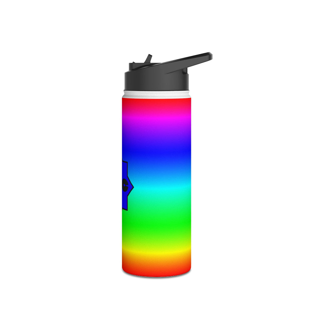 PBP Dad's Vibrant 18oz. water bottle with a black lid on a white background