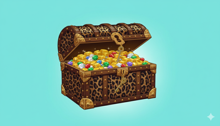 THE PBP VINTAGE open chest with an aqua background