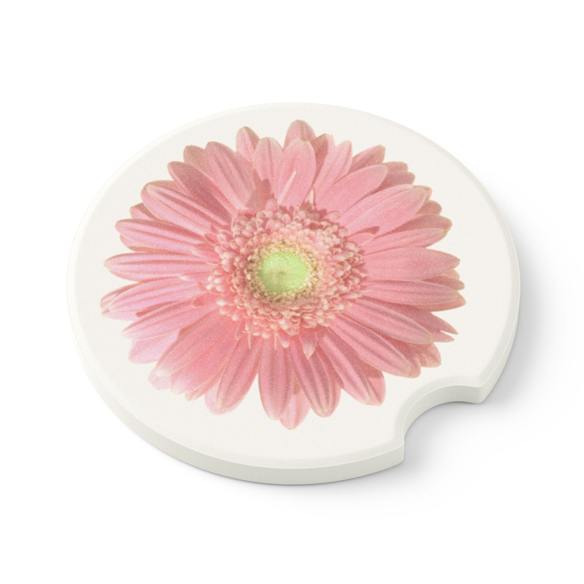 Cottage Cozy 2 Soapstone Car Coaster - Pink Gerbera Daisy Holder, Car Accessory, Gift for Her, Summer Vibes, Vehicle Decor