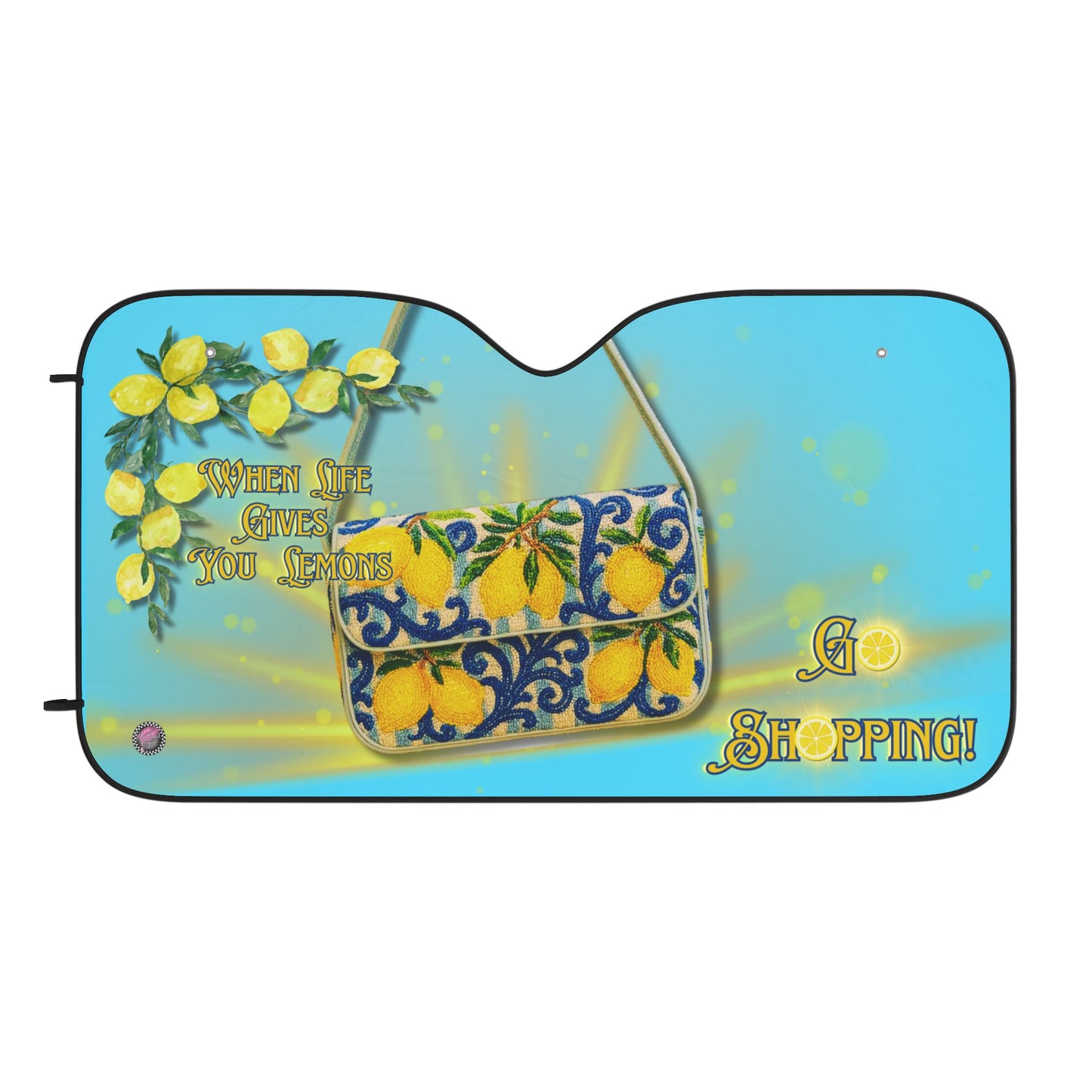 Go Shopping!!! Sun Shades with Lemon Design, UV Protection, Summer Accessory, Car Decor, Go Shopping Theme