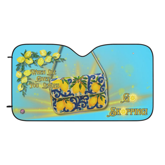 Go Shopping!!! Sun Shades with Lemon Design, UV Protection, Summer Accessory, Car Decor, Go Shopping Theme