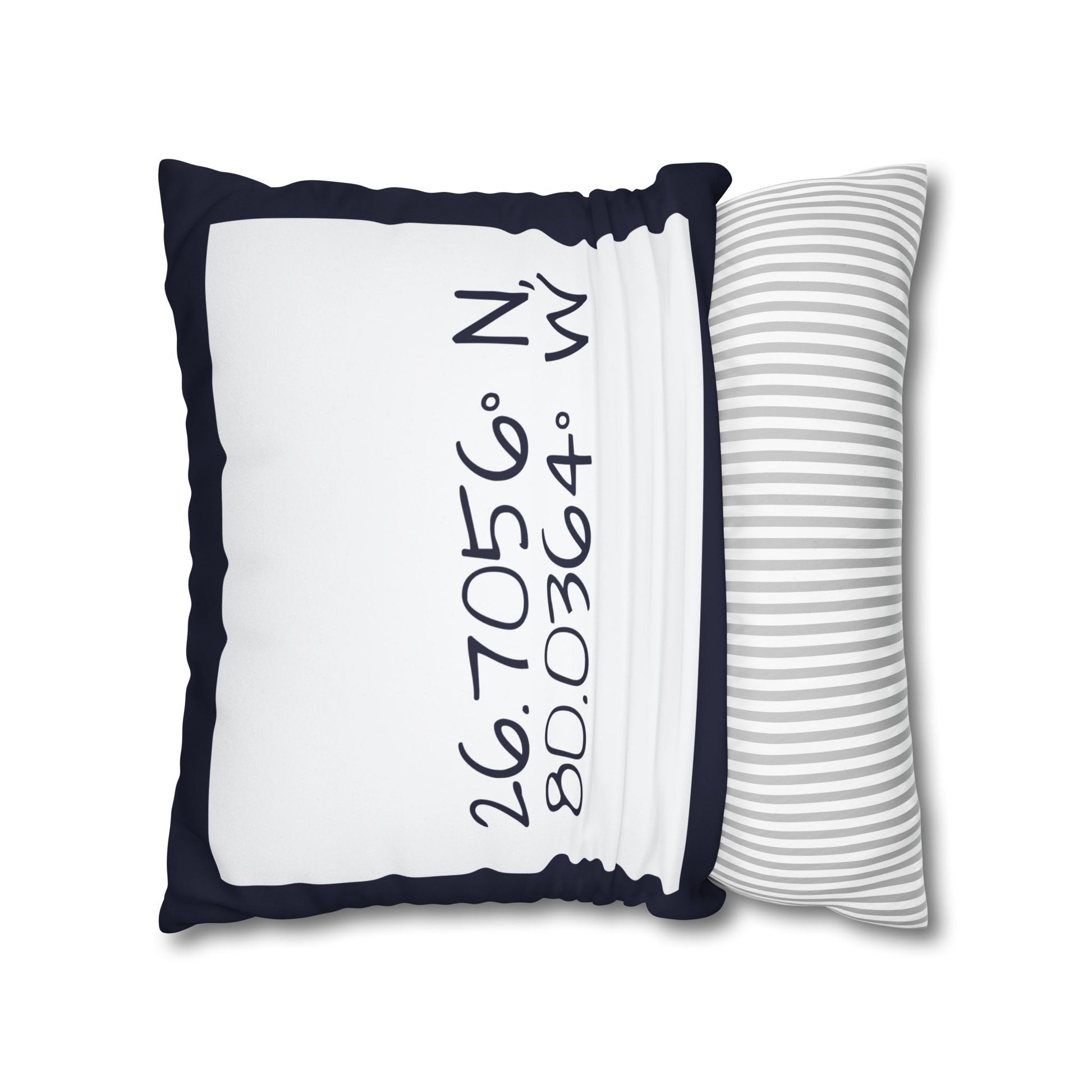 PB Proper White and Navy faux Suede pillow cover Double sided