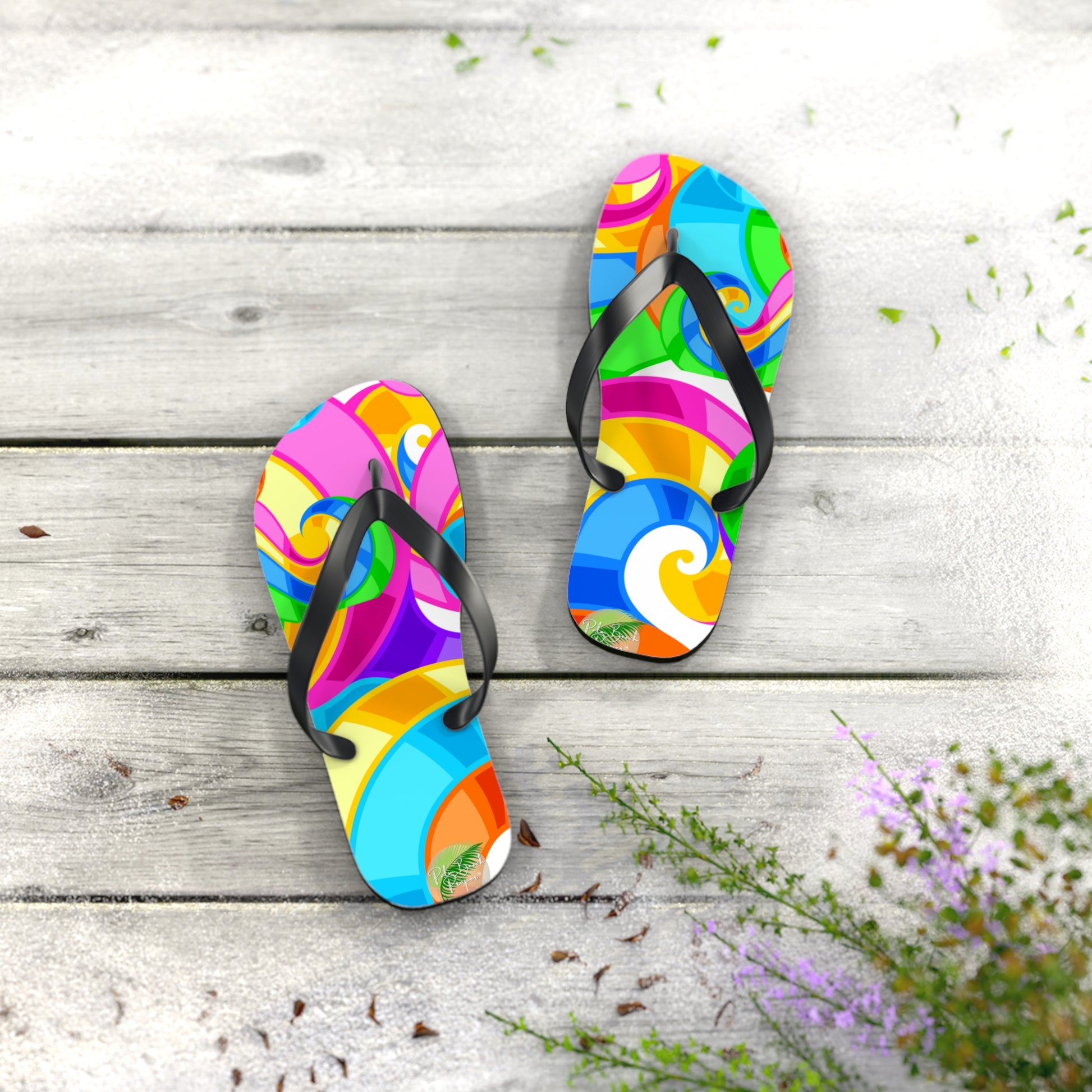 Bright Swirls Flip Flops