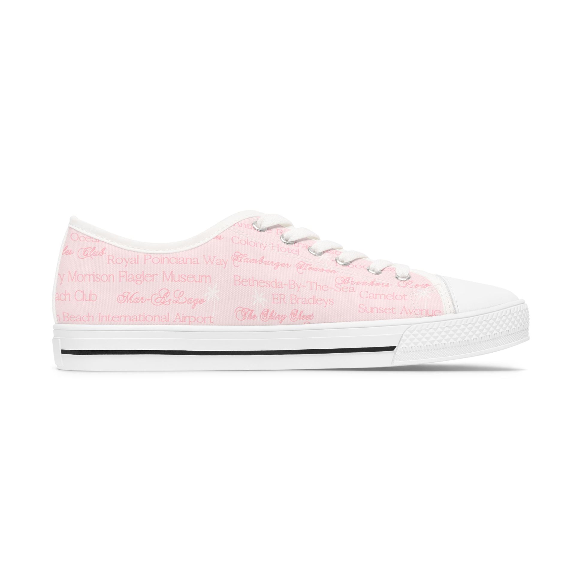 Custom Palm Beach Fabric Pink Low Top Sneakers - Stylish Comfort for Everyday, Casual Walks, Day Out, Gifts, Trendy Footwear