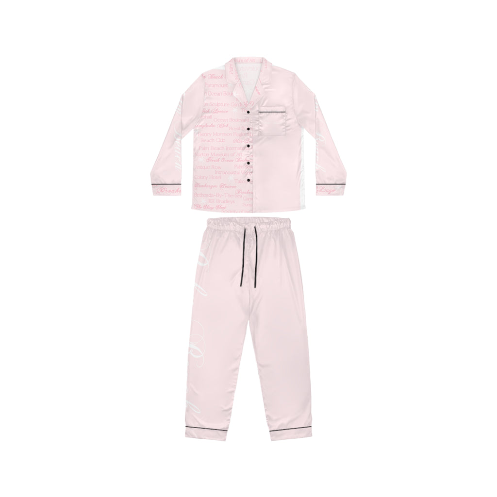 Custom Palm Beach Luxurious Women's Satin Pajamas Set, Relaxing Sleepwear, Cozy Nightwear, Gift for Her, Bridal Loungewear, Soft Satin PJs, Anniversary Gift