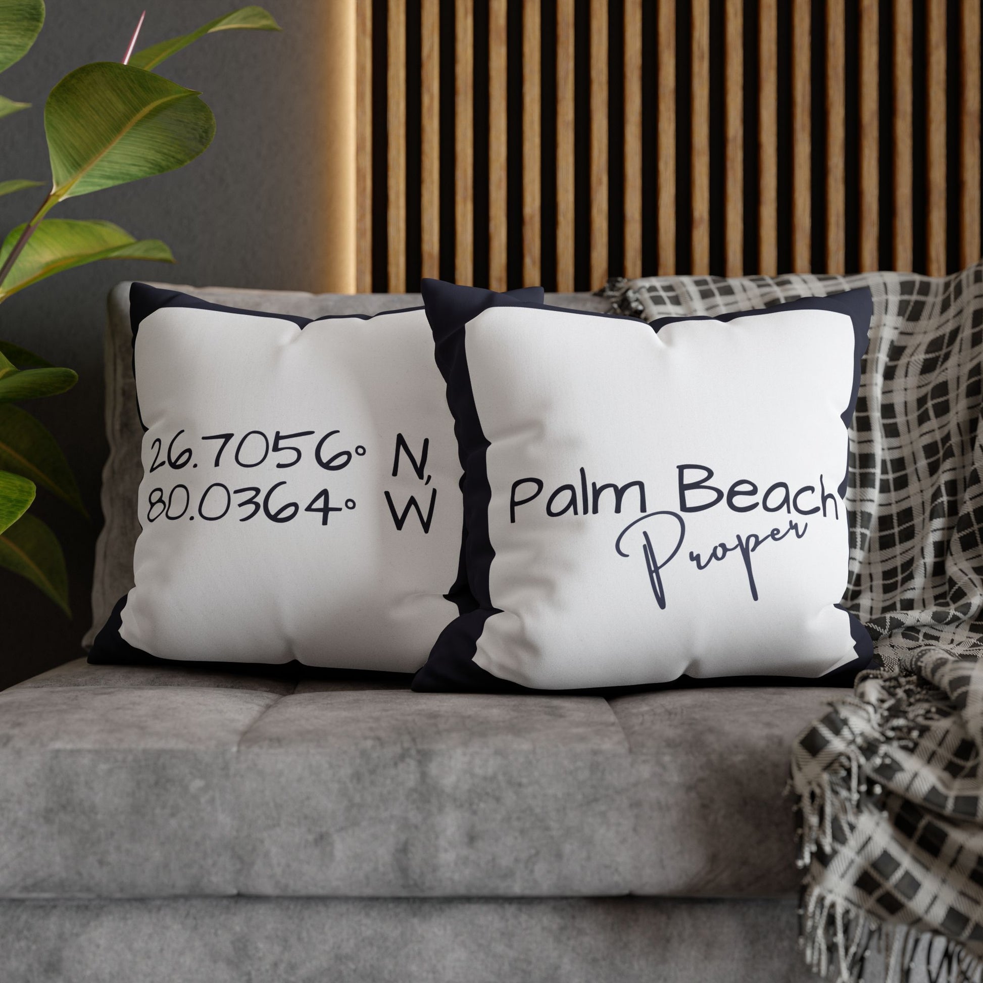 PB Proper White and Navy faux Suede pillow cover Double sided