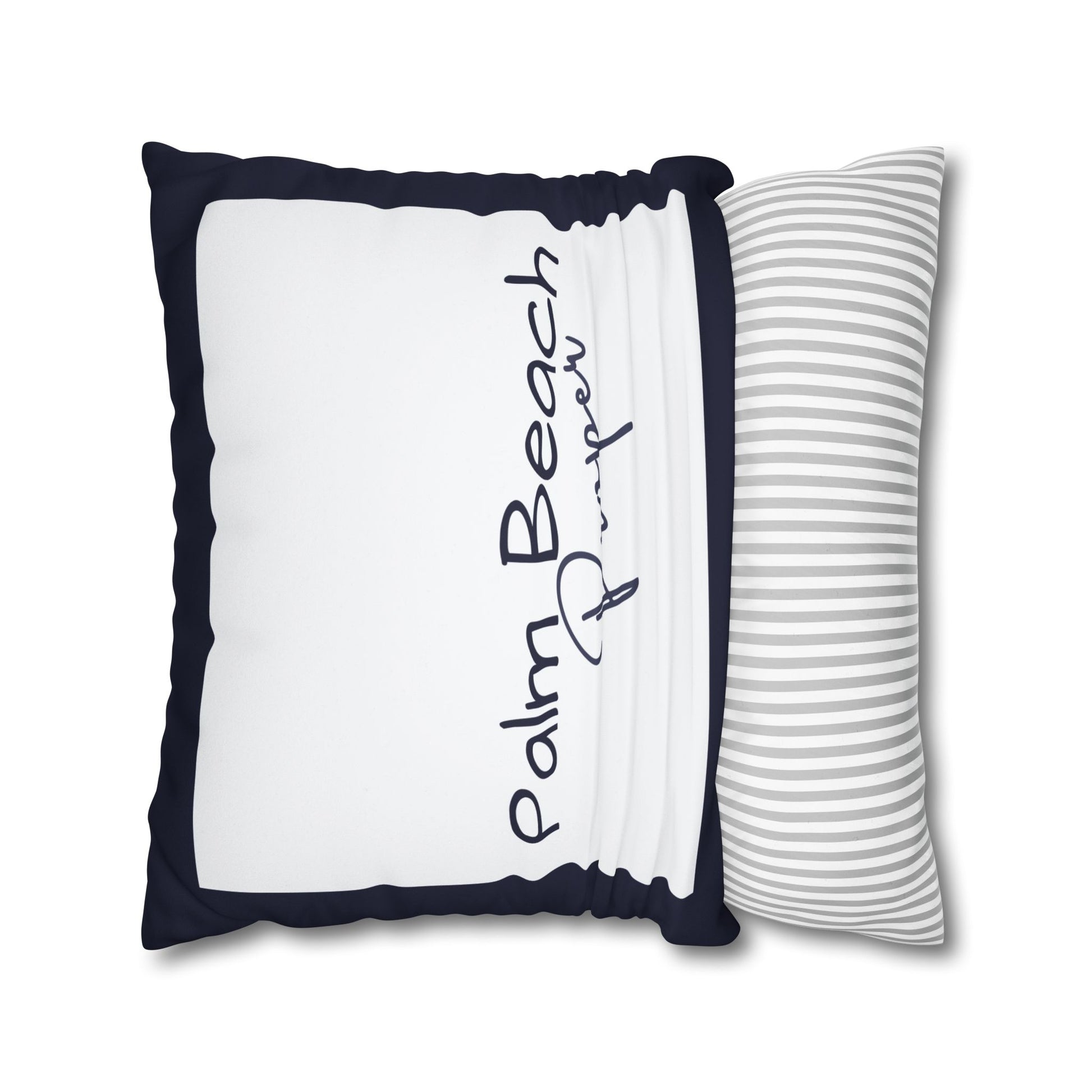 PB Proper White and Navy faux Suede pillow cover Double sided