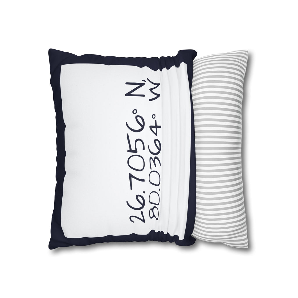 PB Proper White and Navy faux Suede pillow cover Double sided