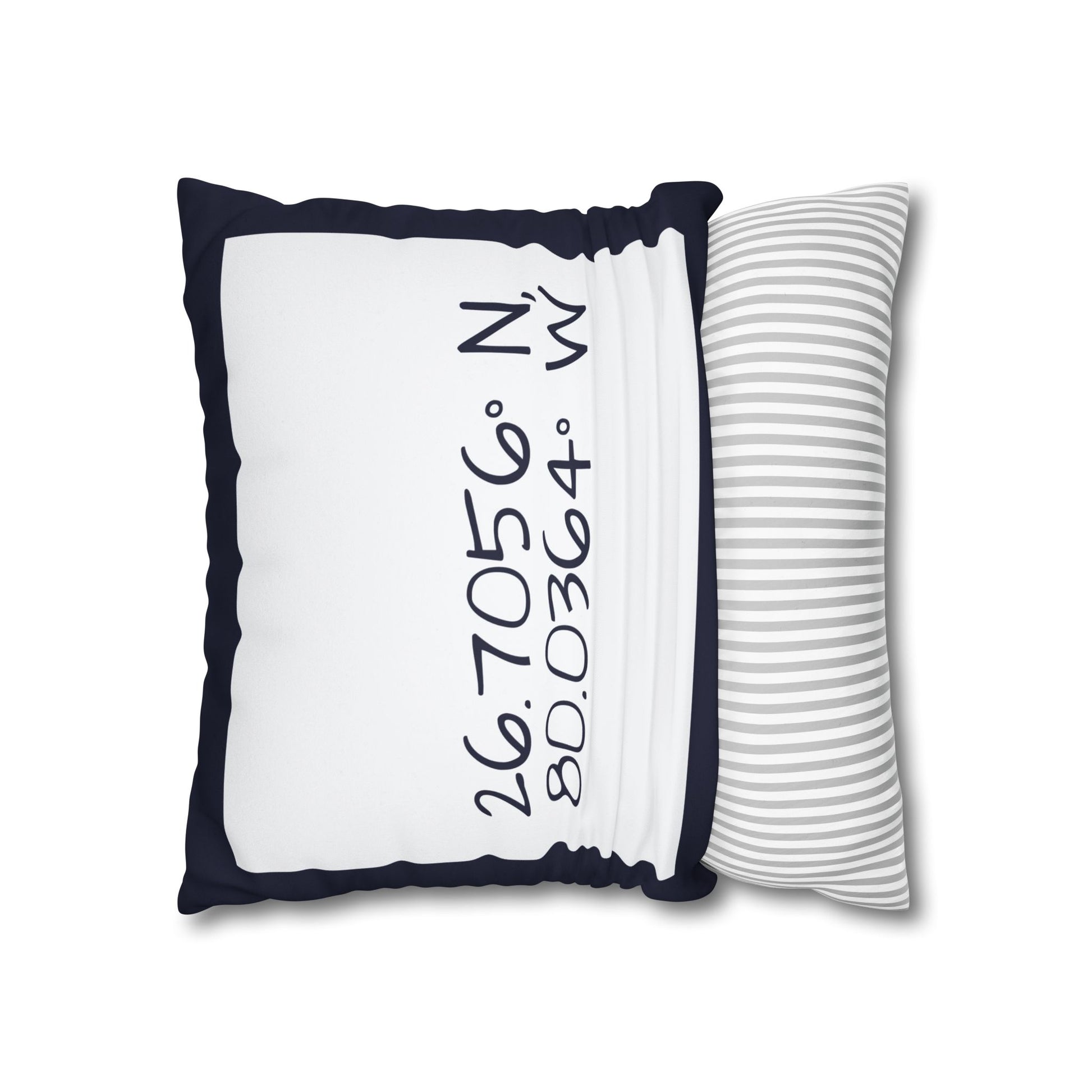 PB Proper White and Navy faux Suede pillow cover Double sided