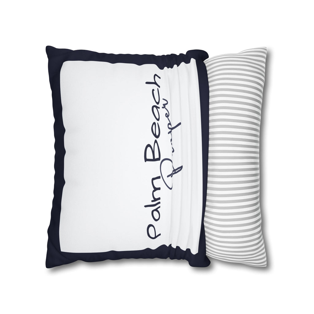 PB Proper White and Navy faux Suede pillow cover Double sided