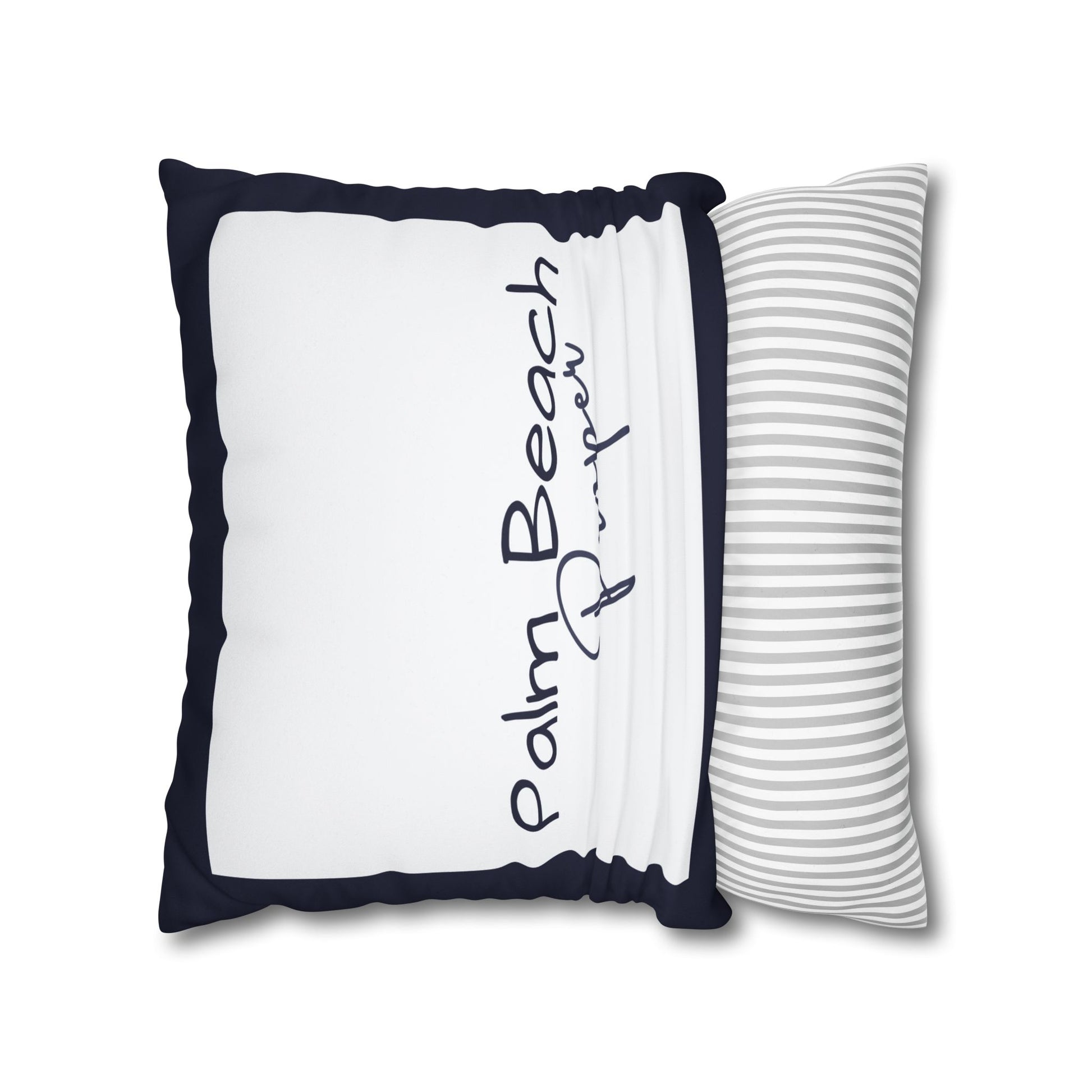PB Proper White and Navy faux Suede pillow cover Double sided