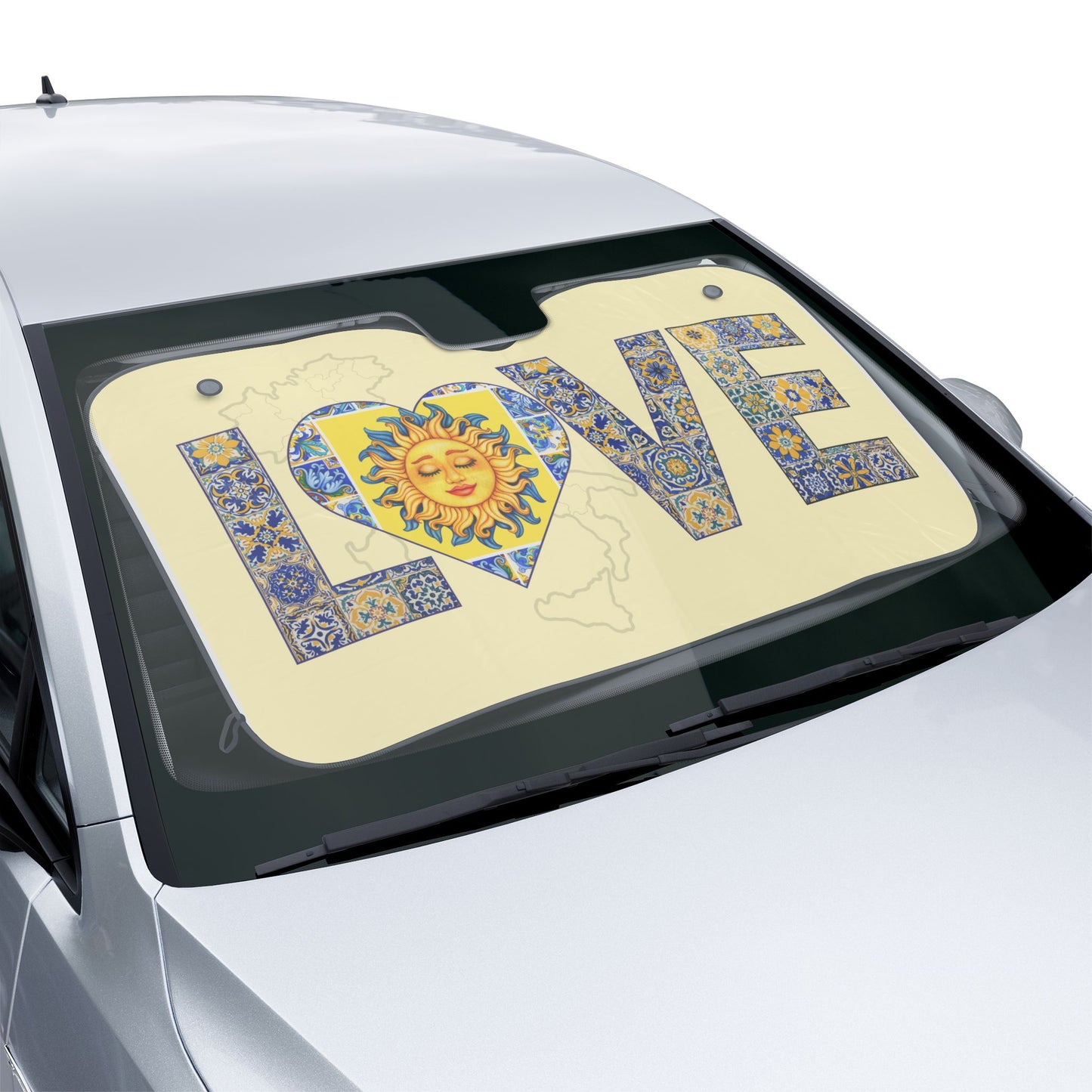 Italian Tile Love Car Sun Shades, UV Protection, Auto Accessories, Summer Gift, Home Decor