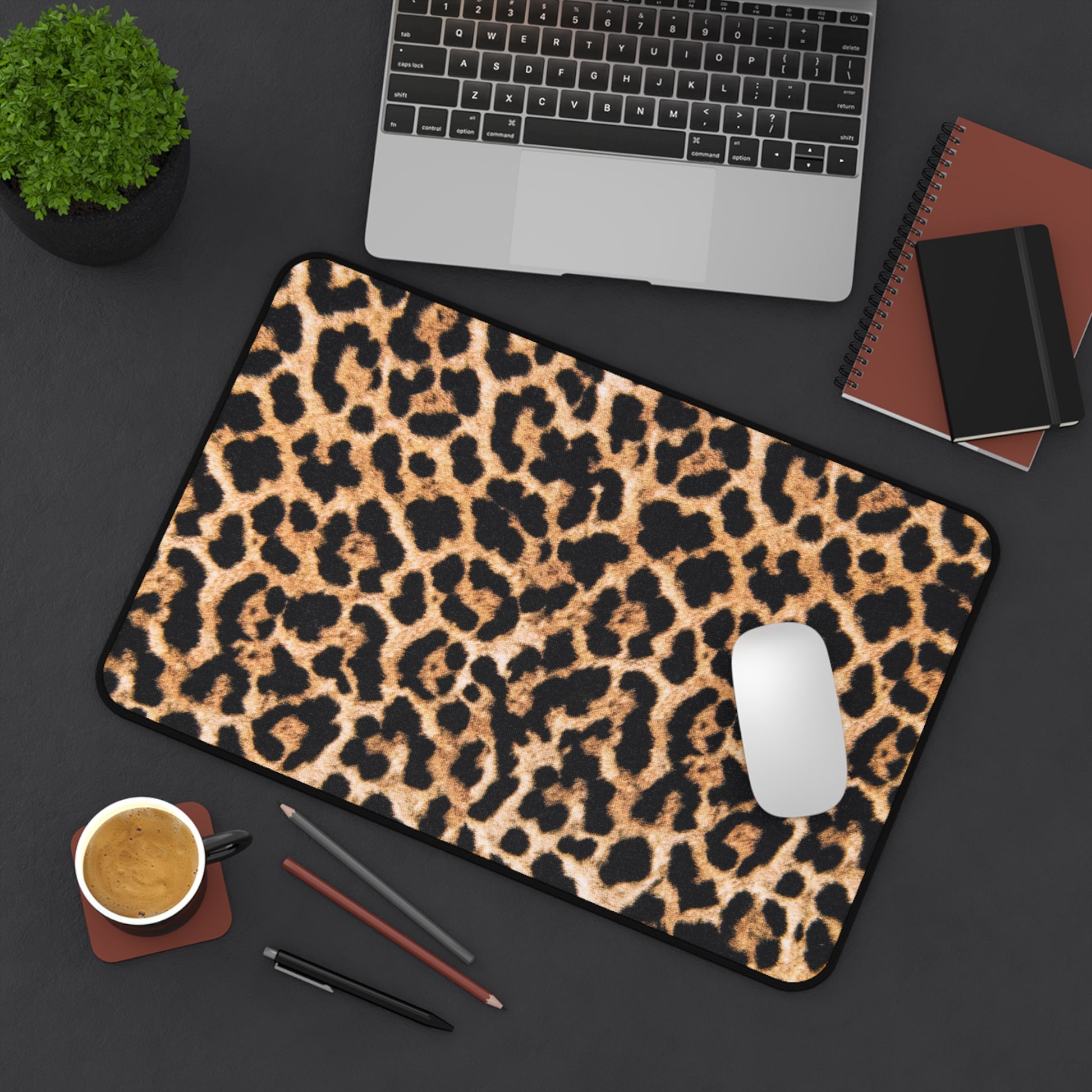 Leopard Print Desk Mat, Cozy Workspace Decor, Office Gifts, Stylish Accessories, Animal Print Desk Pad, Desk Organizer