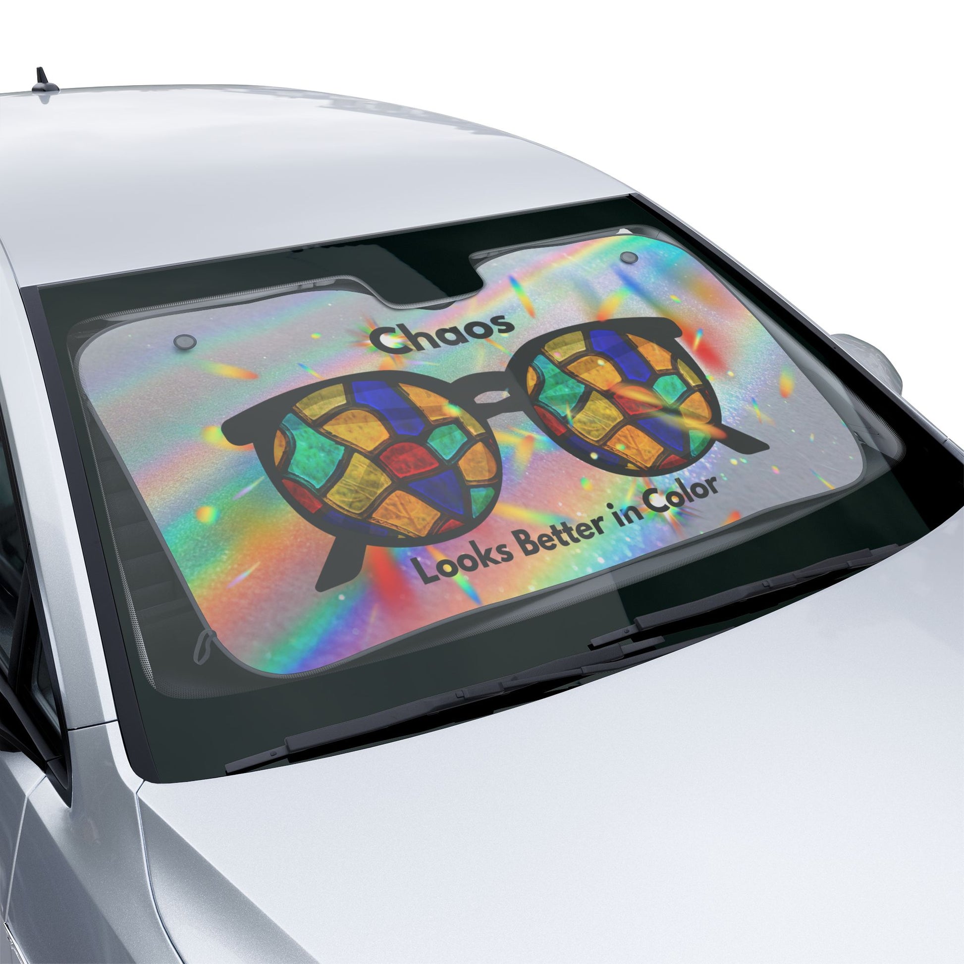 Chaos Looks better in color Car Sun Shades, UV Protection Shades, Fun Auto Accessories, Unique Vehicle Decor, Gift for Drivers, Festival Must-Have