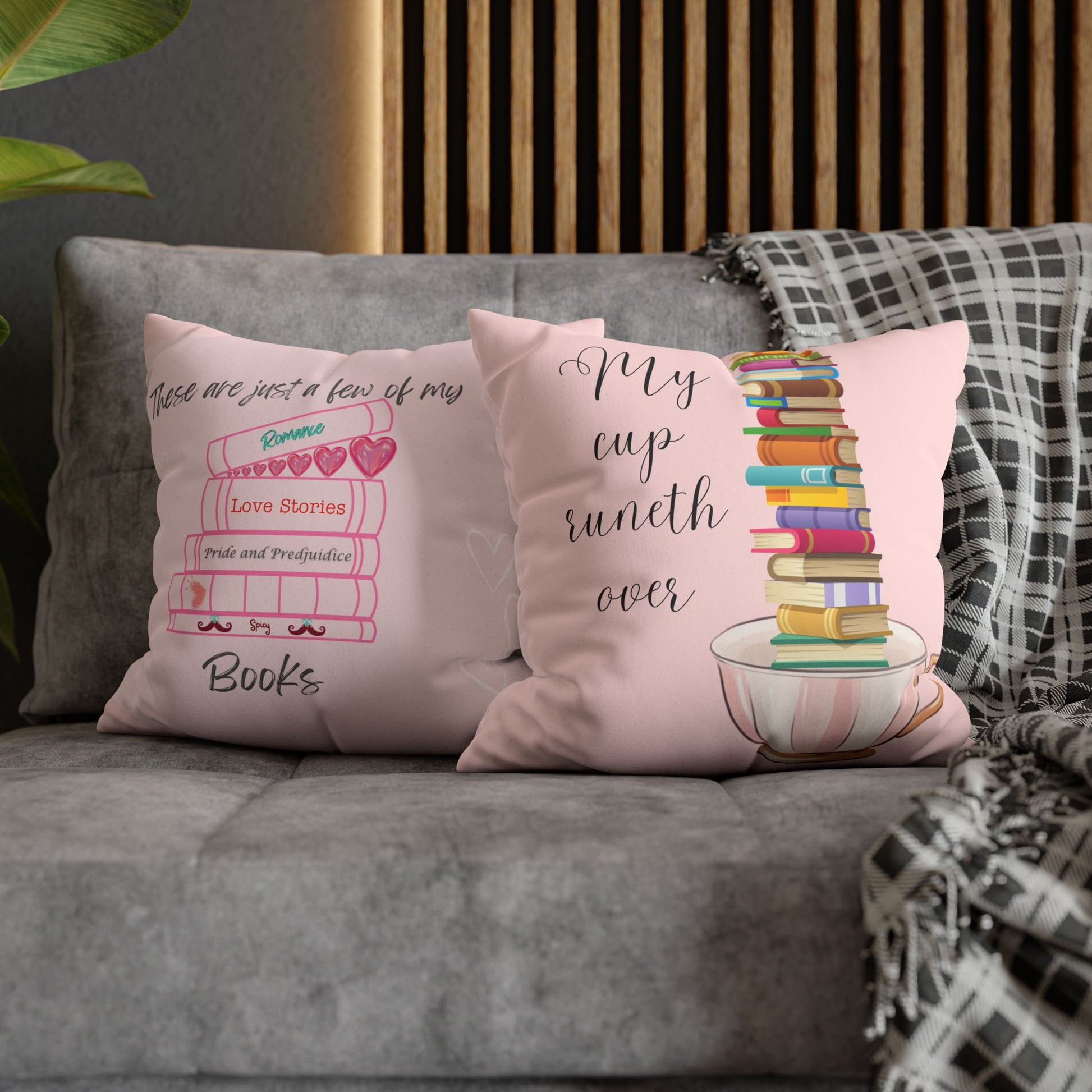 Books A Plenty!Faux Suede Square Pillow Case  Double sided two for one!