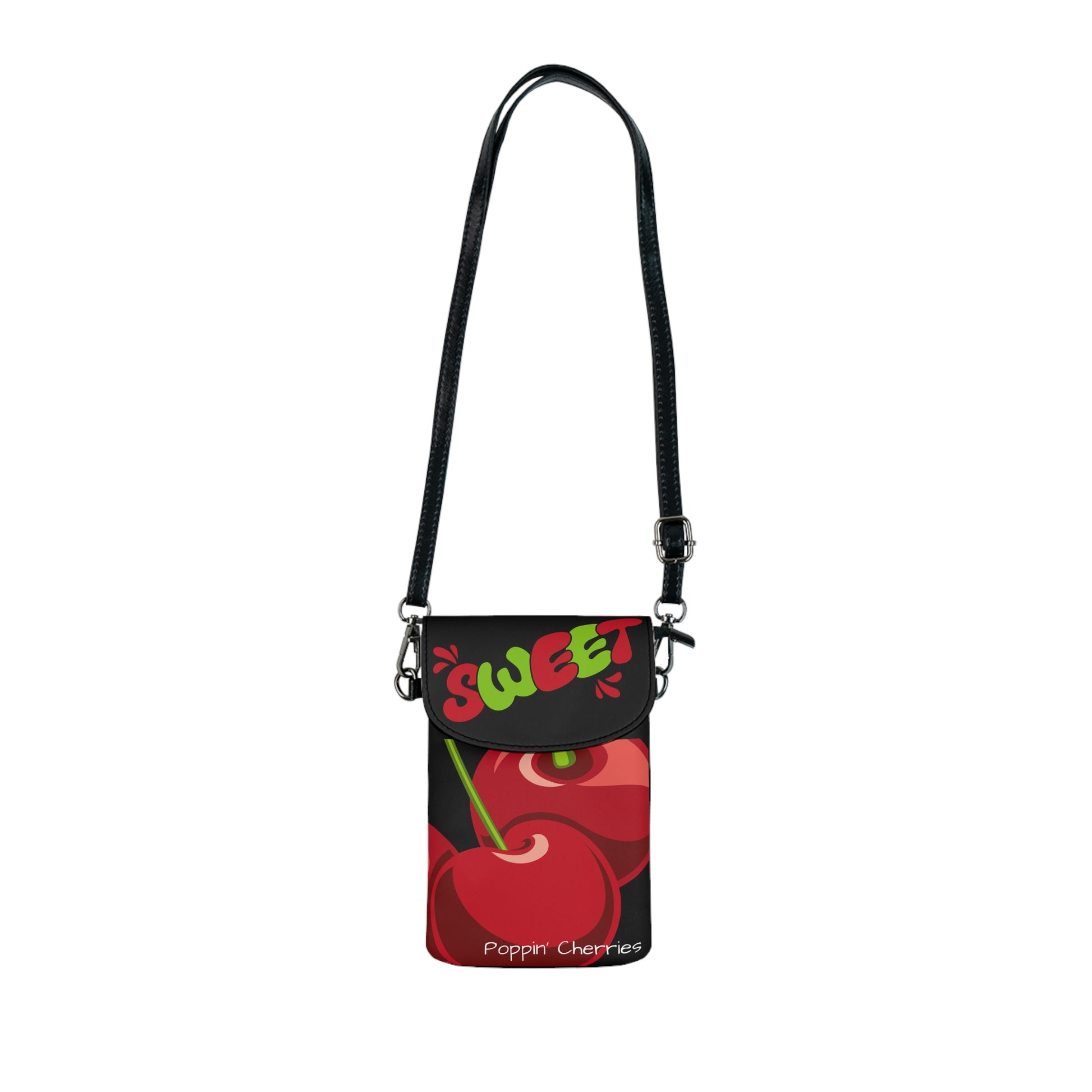 Poppin' Cherry Cell Phone Wallet, Cute Cherry Print Crossbody Pouch, Festival Accessory, Gifts for Her, Daily Use Phone Holder