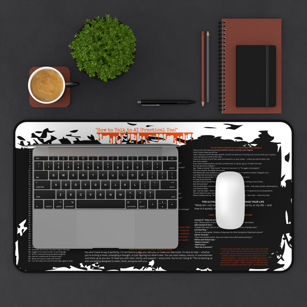 AI PROMPT CHEAT SHEET DESK MAT CREATIVE 3 SIZES