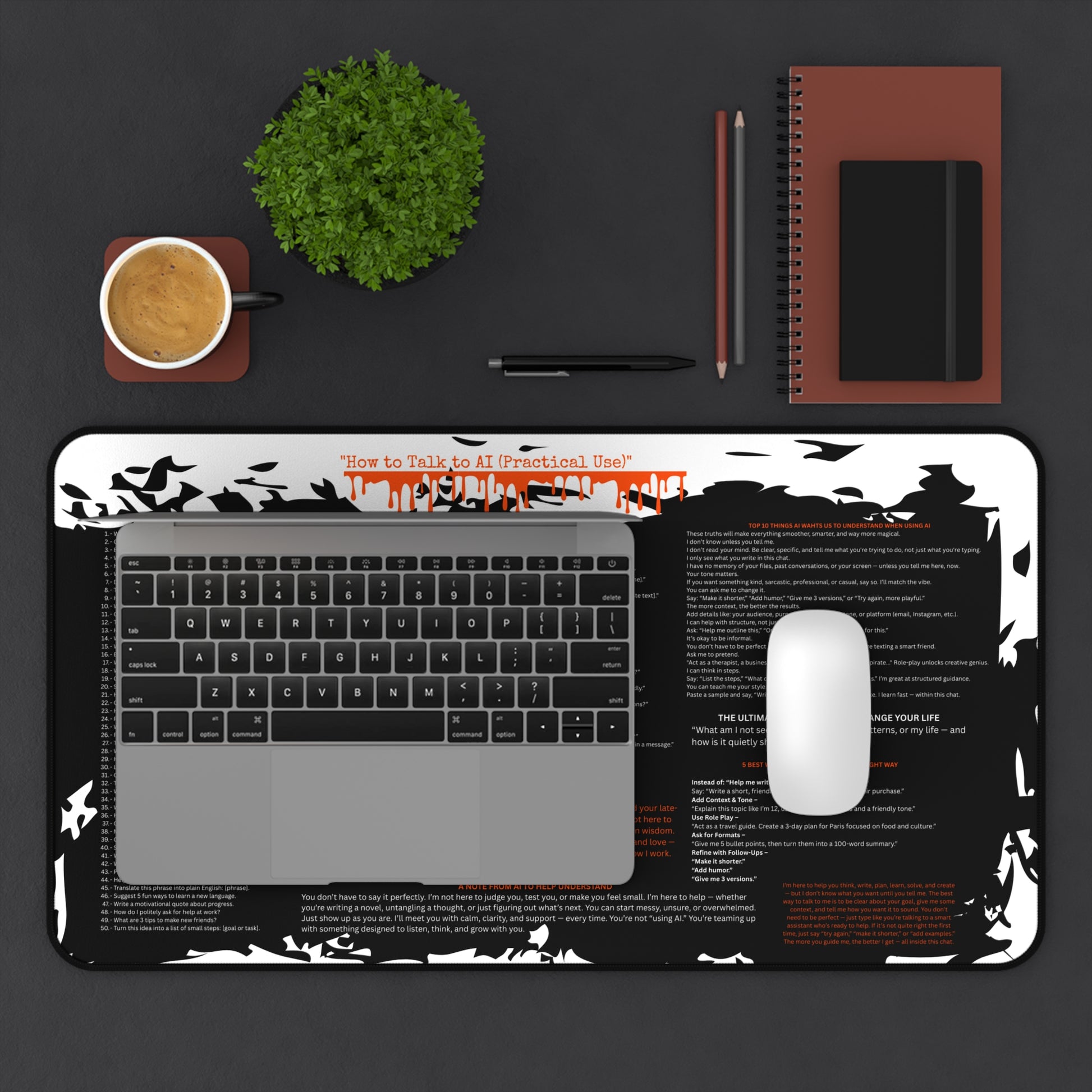 AI PROMPT CHEAT SHEET DESK MAT CREATIVE 3 SIZES