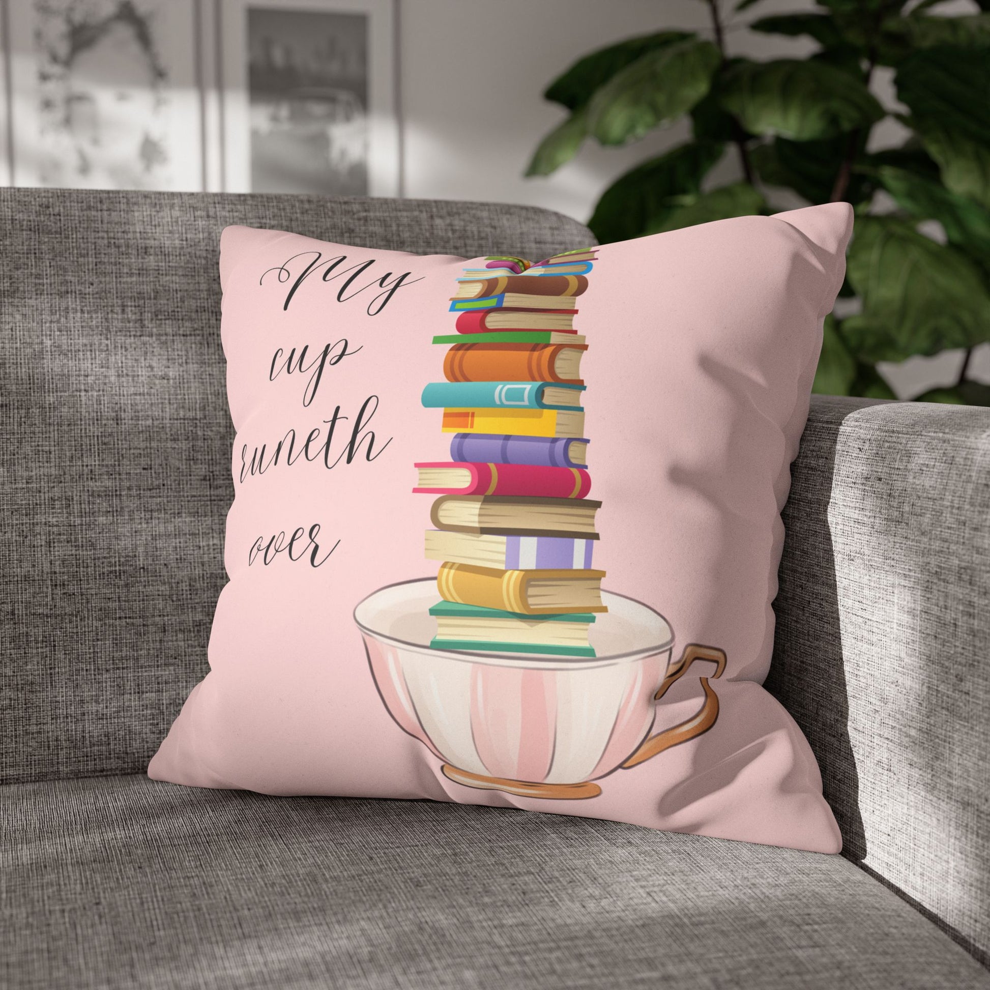 Books A Plenty!Faux Suede Square Pillow Case  Double sided two for one!