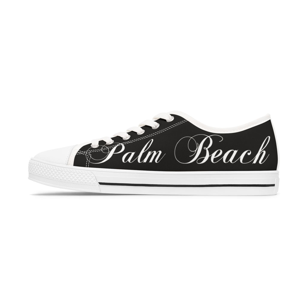 Palm Beach Sneakers Black Low Top Sneakers - Beach Vibes, Casual Footwear for Summer, Trendy Street Style, Travel Shoes, Gift for Her
