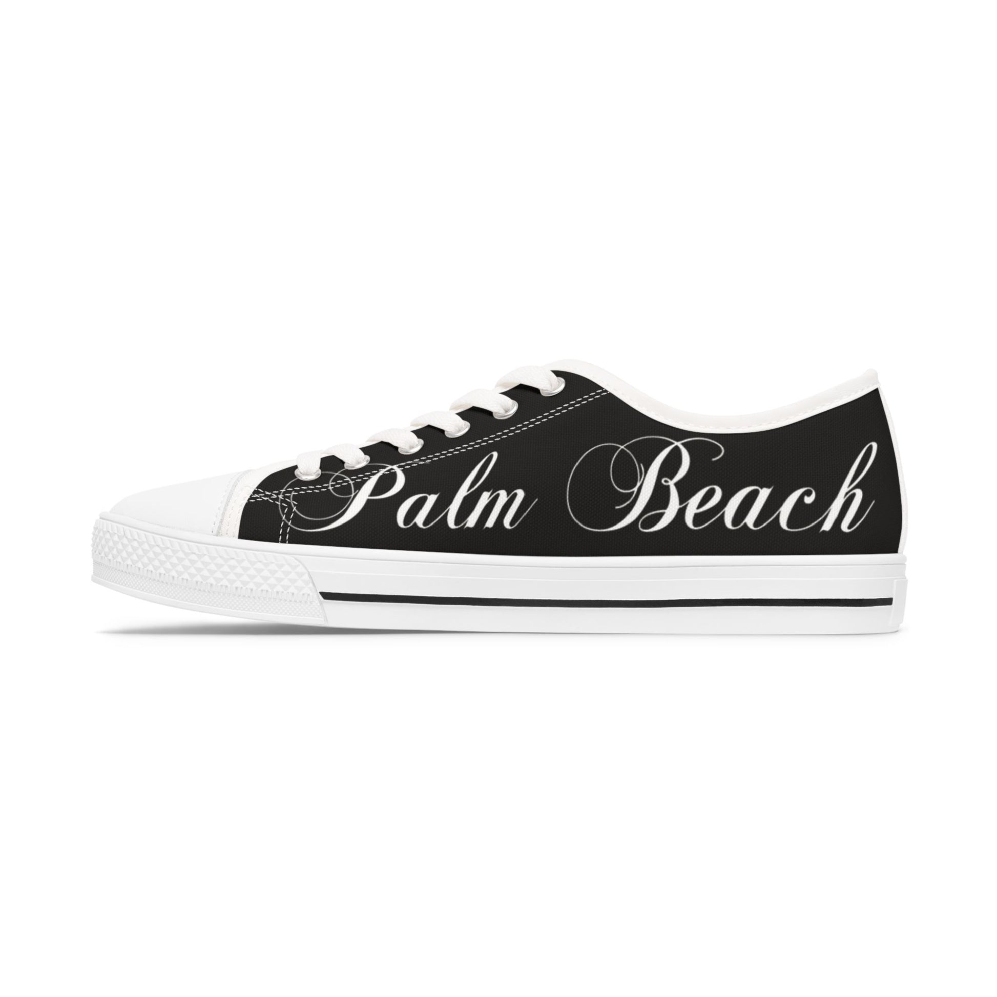 Palm Beach Sneakers Black Low Top Sneakers - Beach Vibes, Casual Footwear for Summer, Trendy Street Style, Travel Shoes, Gift for Her