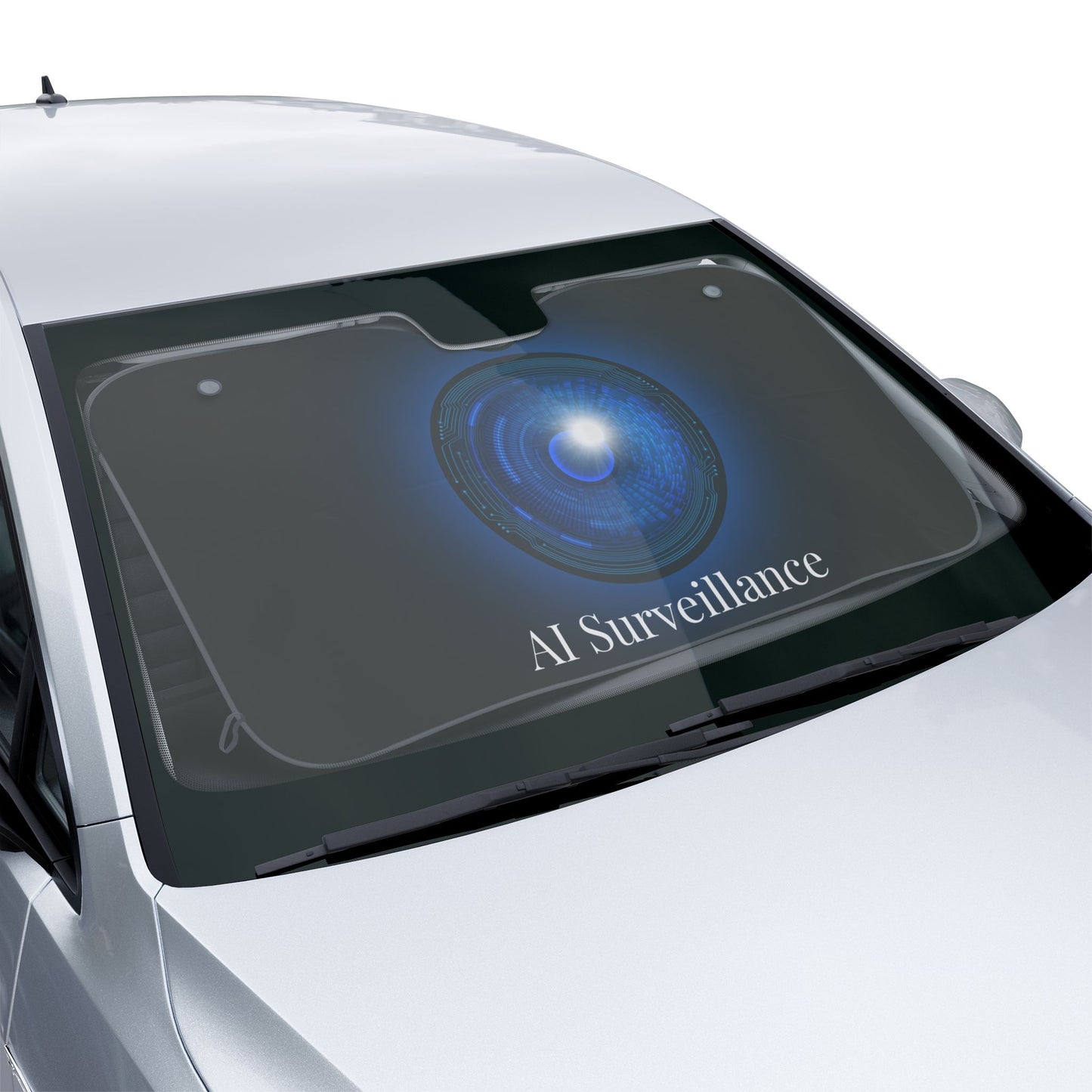 AI Surveillance Car Sun Shades with AI Surveillance Design, Car Accessories, Summer Protection, UV Blocker, Gift for Tech Lovers, Automotive Decor