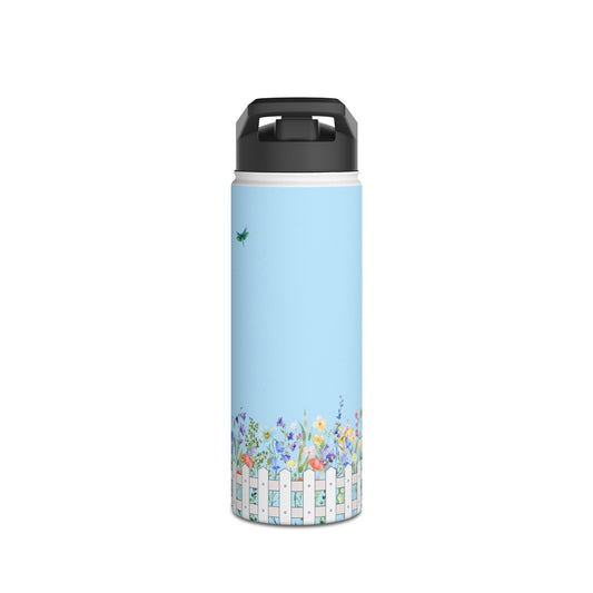 Garden Party Stainless Steel Water Bottle, 18oz  Eco-Friendly Travel Mug, InspirationalHydration, Great for Hikers, Gift Idea for picnic Lovers