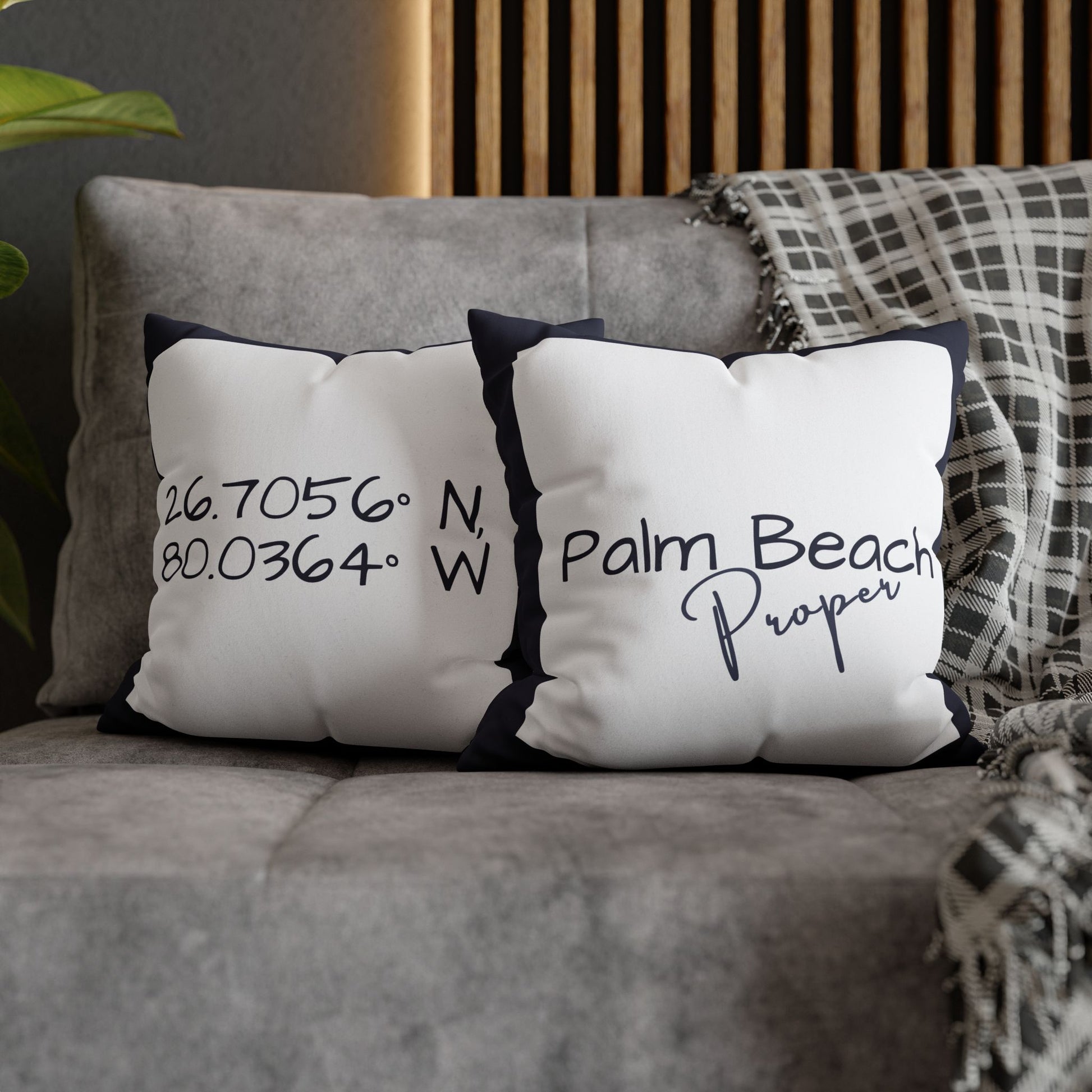 PB Proper White and Navy faux Suede pillow cover Double sided