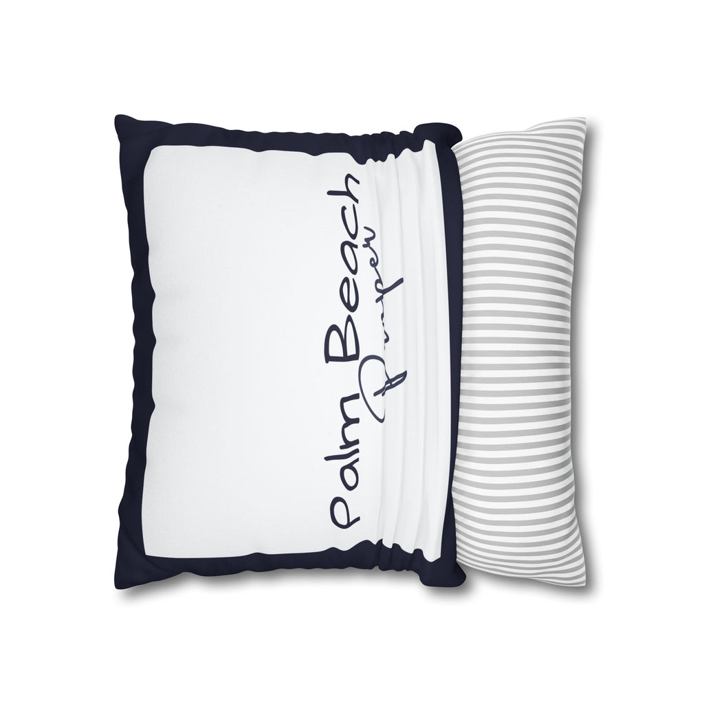 PB Proper White and Navy faux Suede pillow cover Double sided