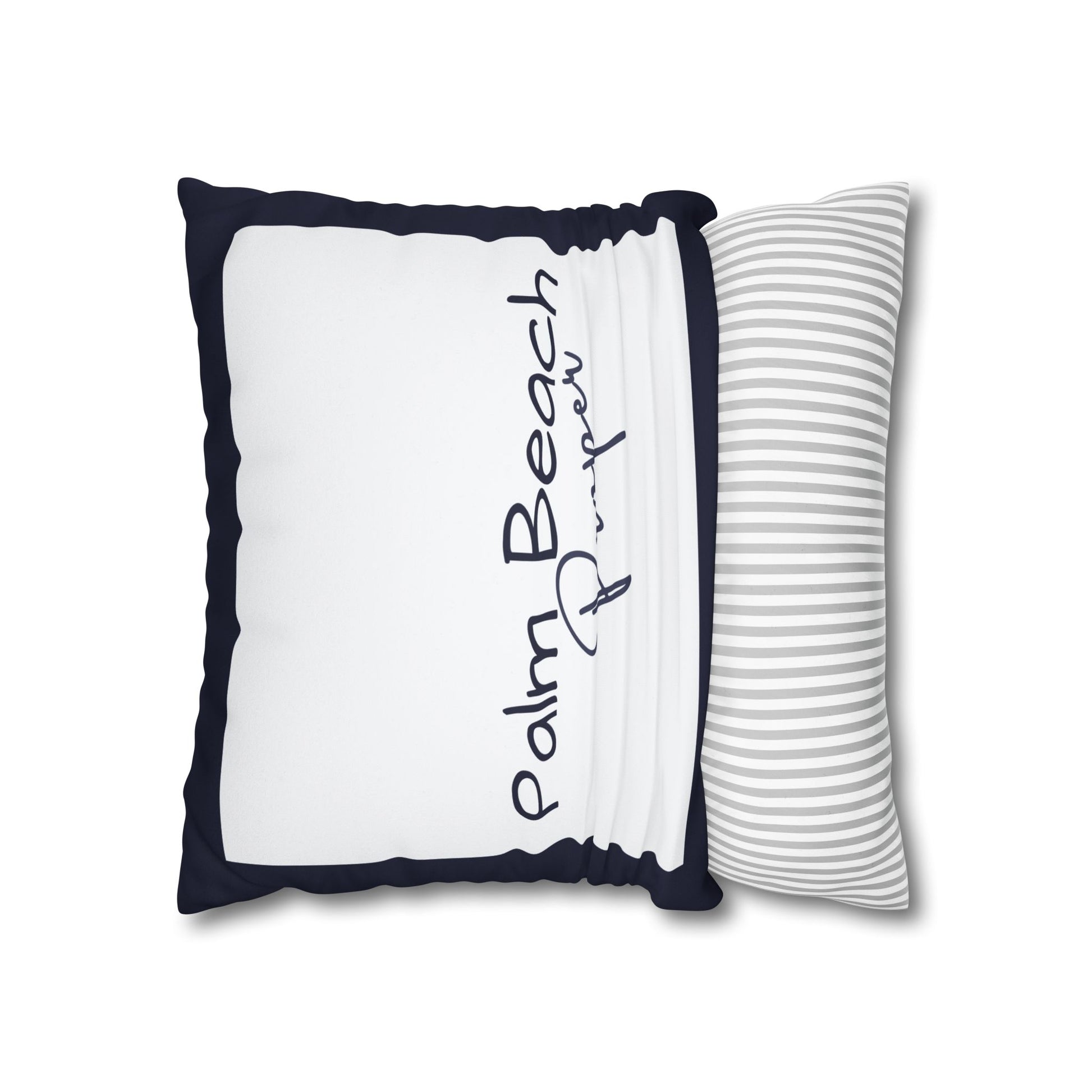 PB Proper White and Navy faux Suede pillow cover Double sided