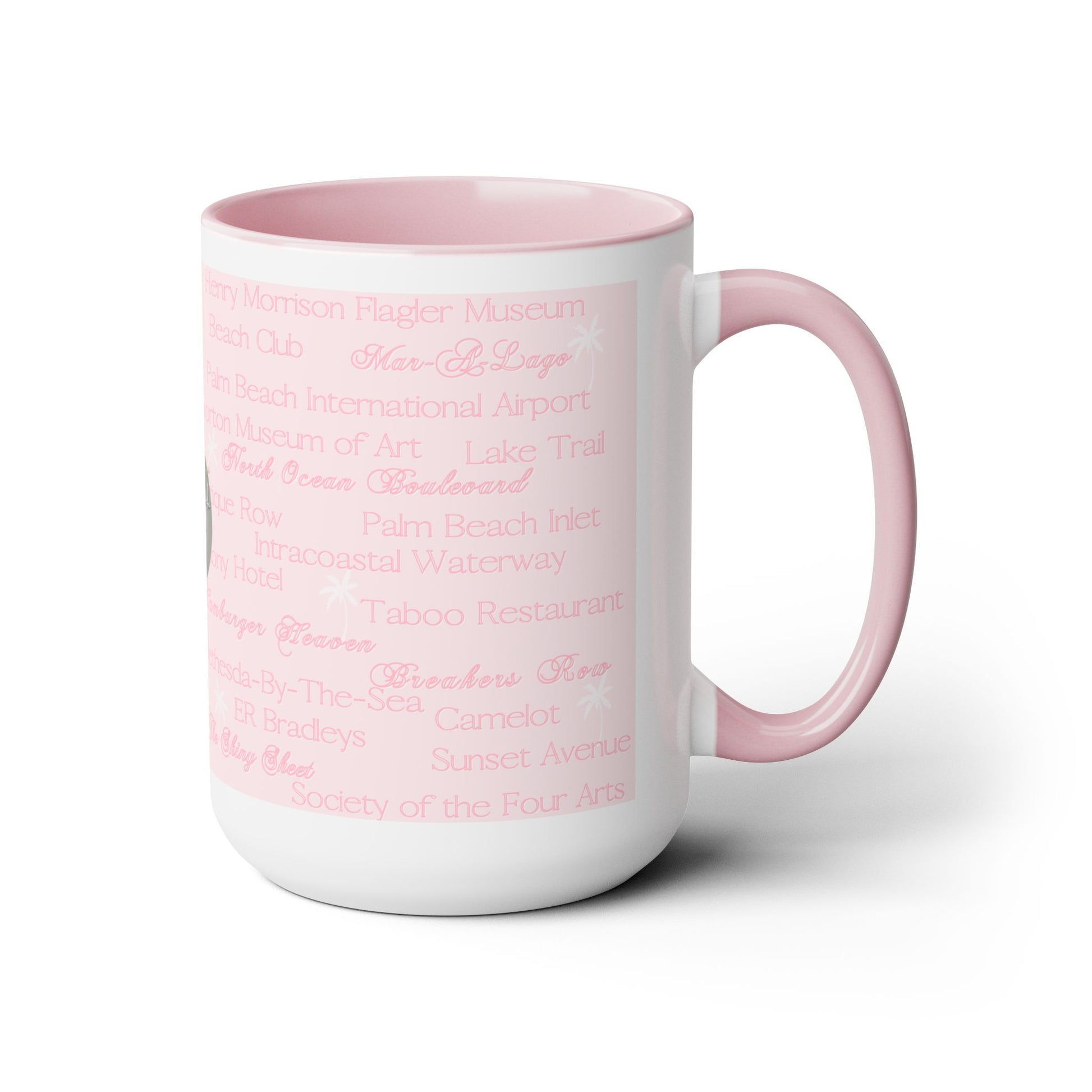 Palm Beach Pink Two-Tone Coffee Mugs, 15oz