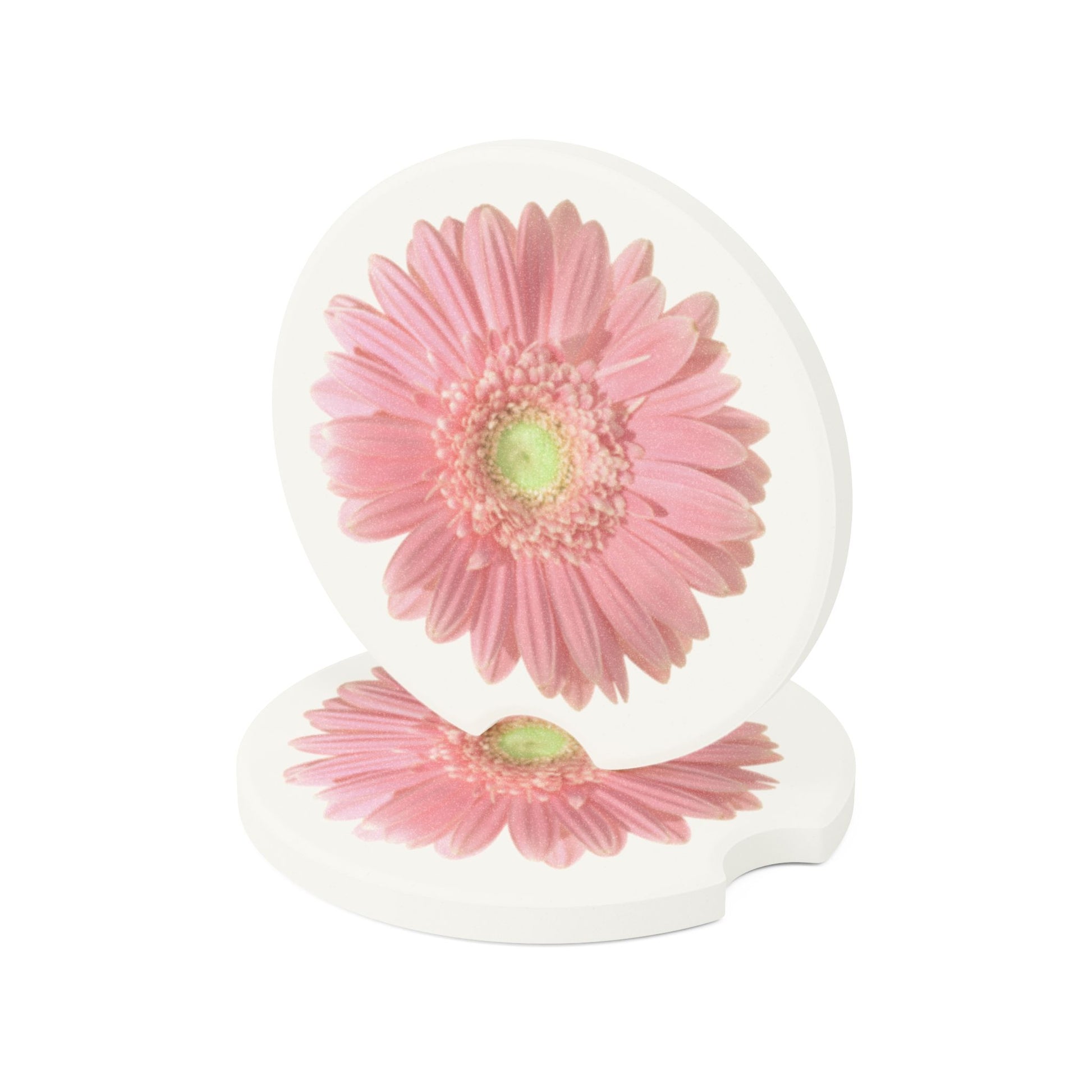 Cottage Cozy 2 Soapstone Car Coaster - Pink Gerbera Daisy Holder, Car Accessory, Gift for Her, Summer Vibes, Vehicle Decor