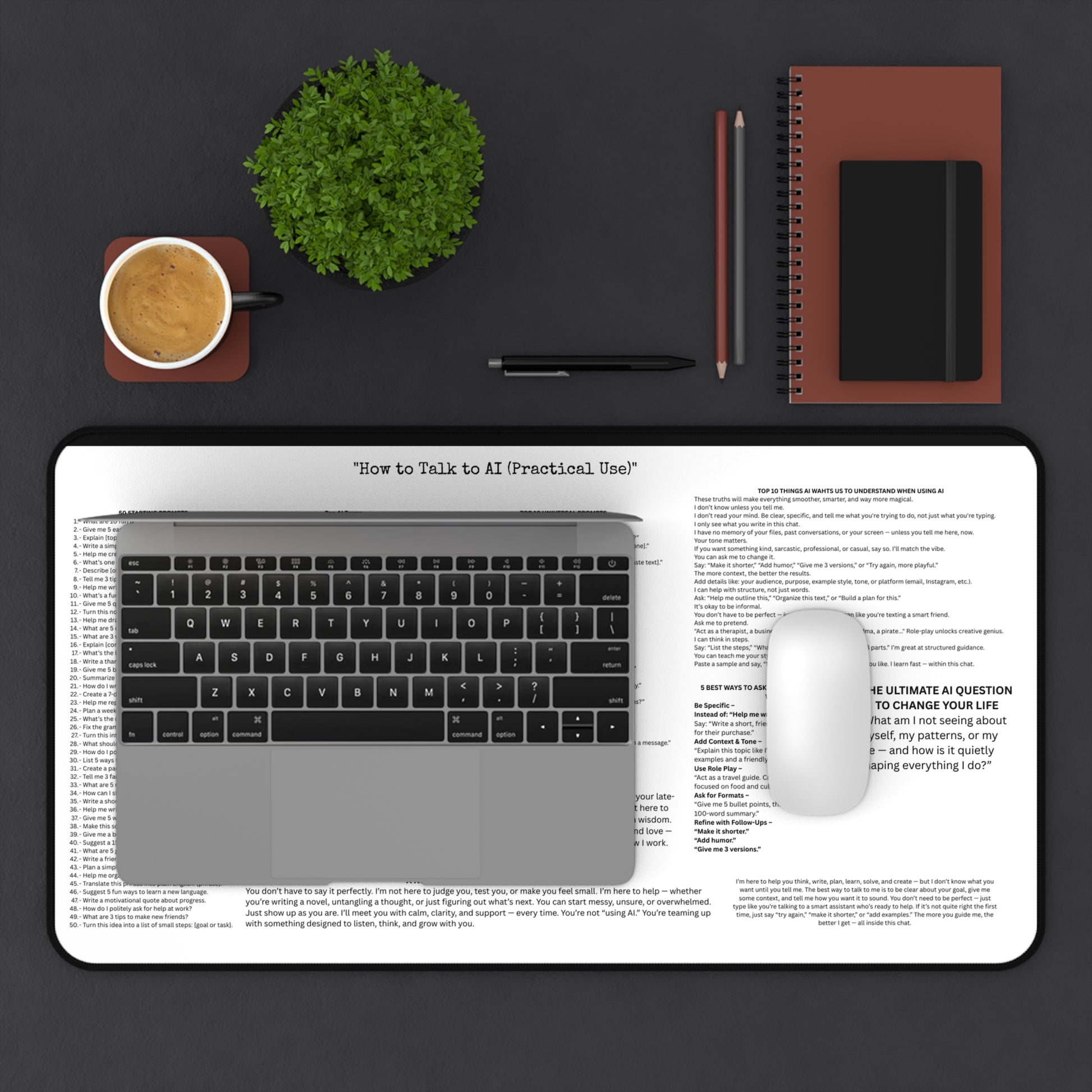 AI PROMPT CHEAT SHEET DESK MAT 12X18