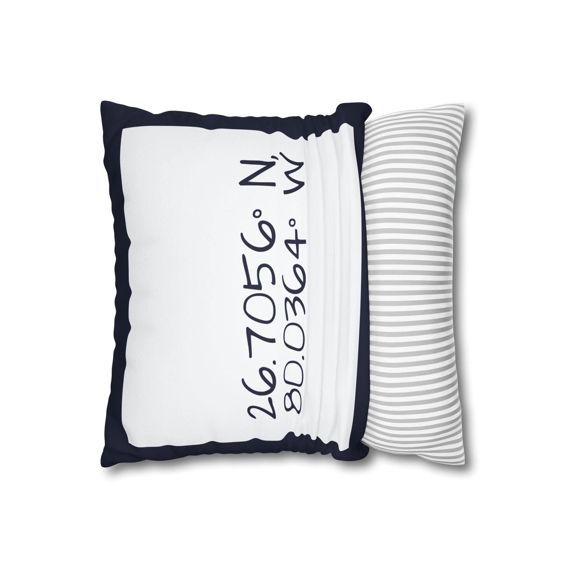 PB Proper White and Navy faux Suede pillow cover Double sided