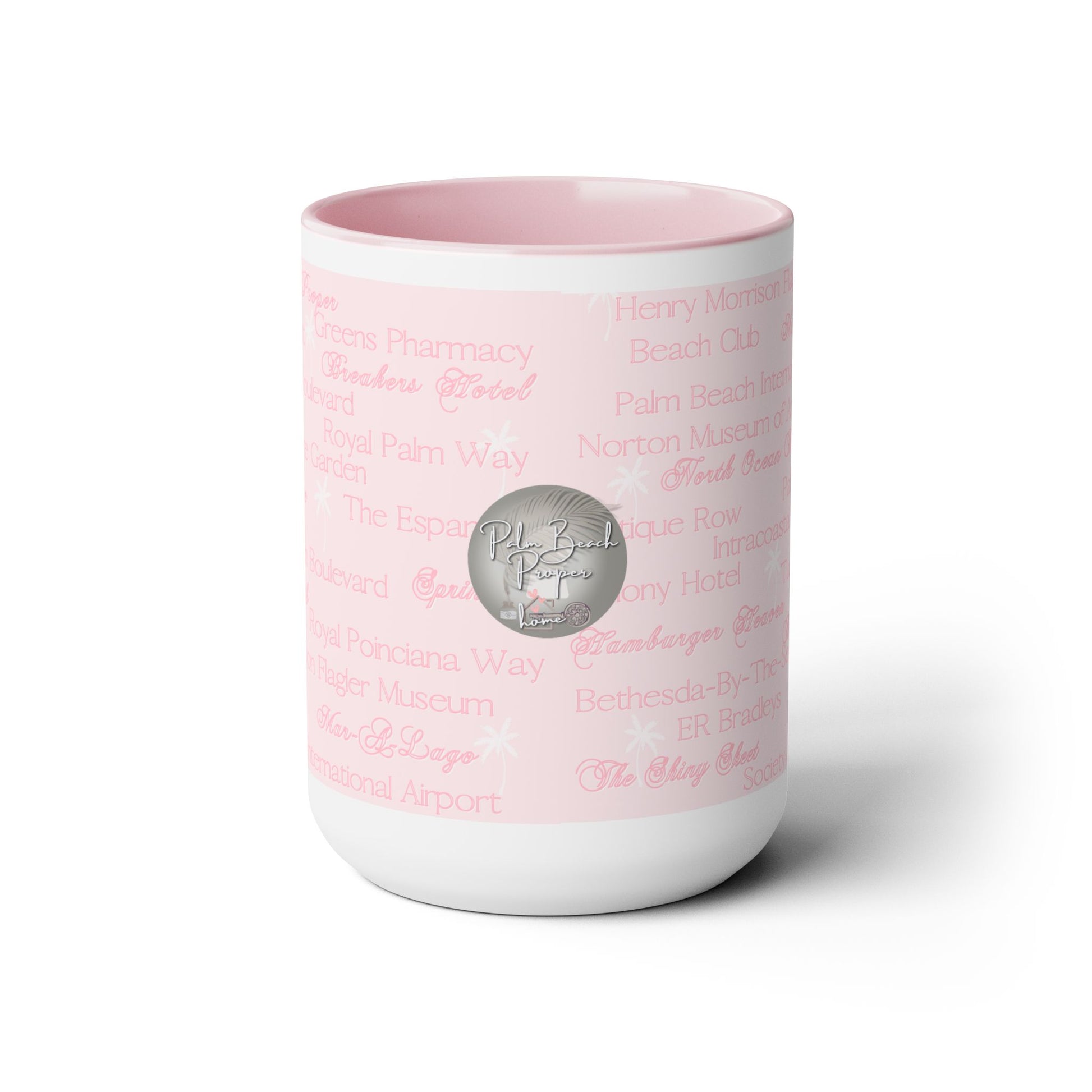 Palm Beach Pink Two-Tone Coffee Mugs, 15oz