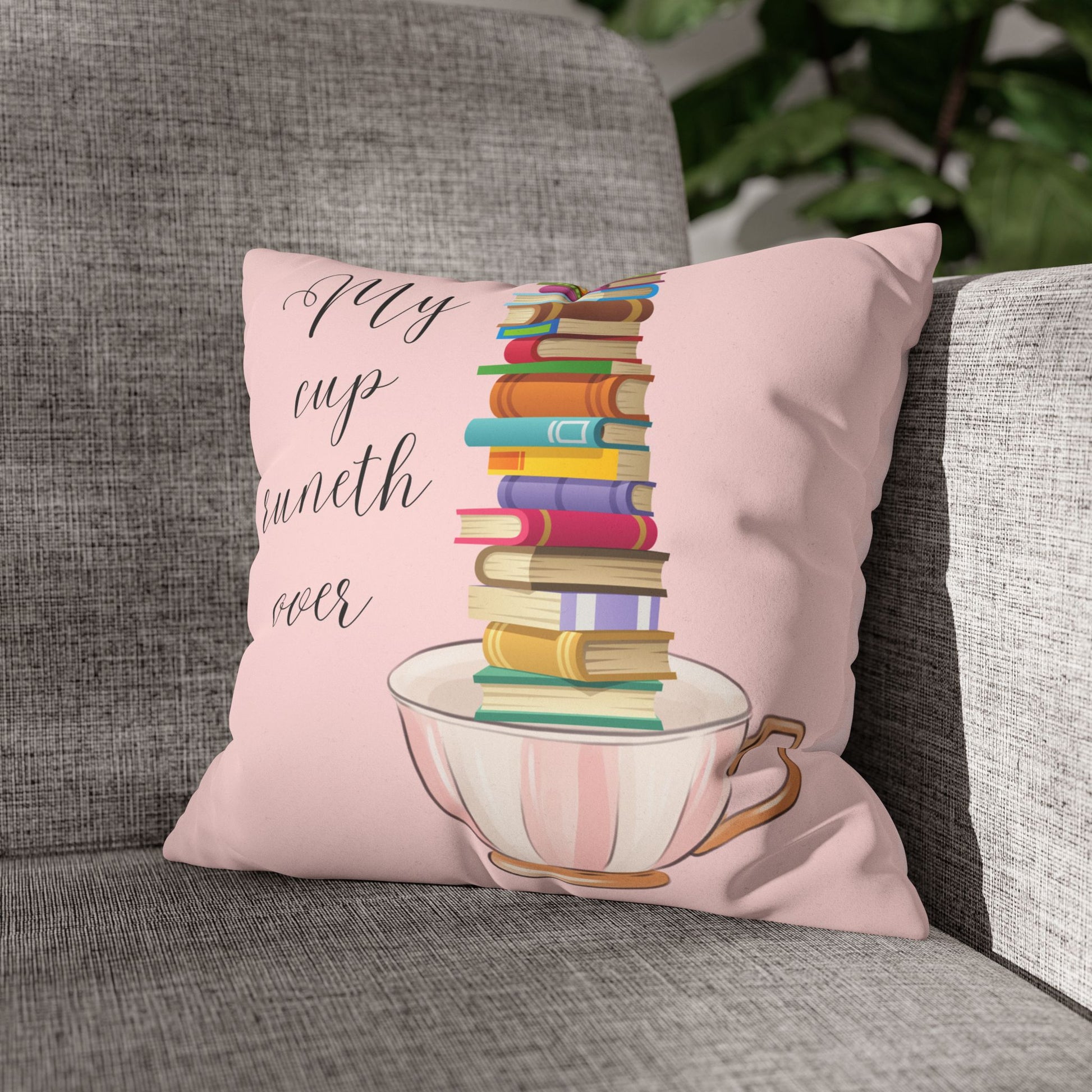 Books A Plenty!Faux Suede Square Pillow Case  Double sided two for one!