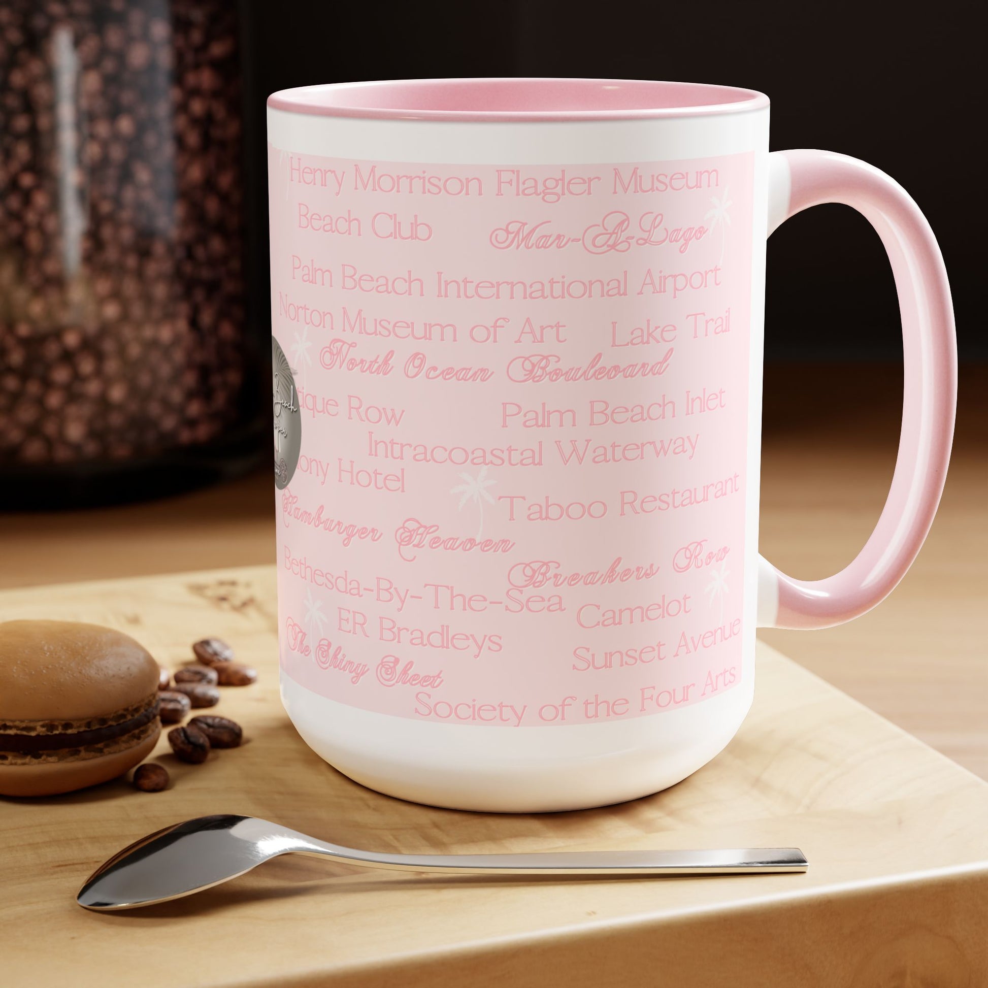 Palm Beach Pink Two-Tone Coffee Mugs, 15oz