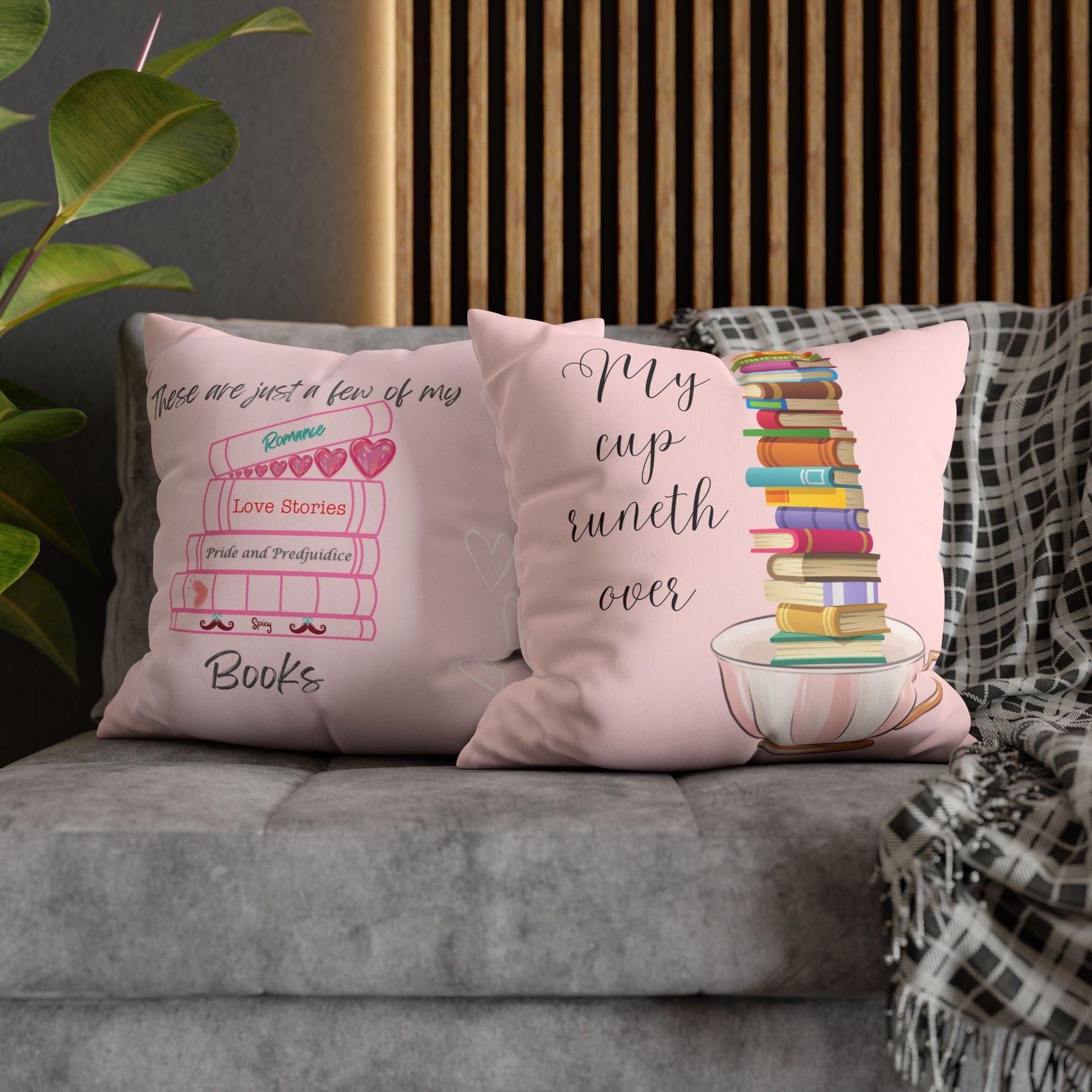 Books A Plenty!Faux Suede Square Pillow Case  Double sided two for one!