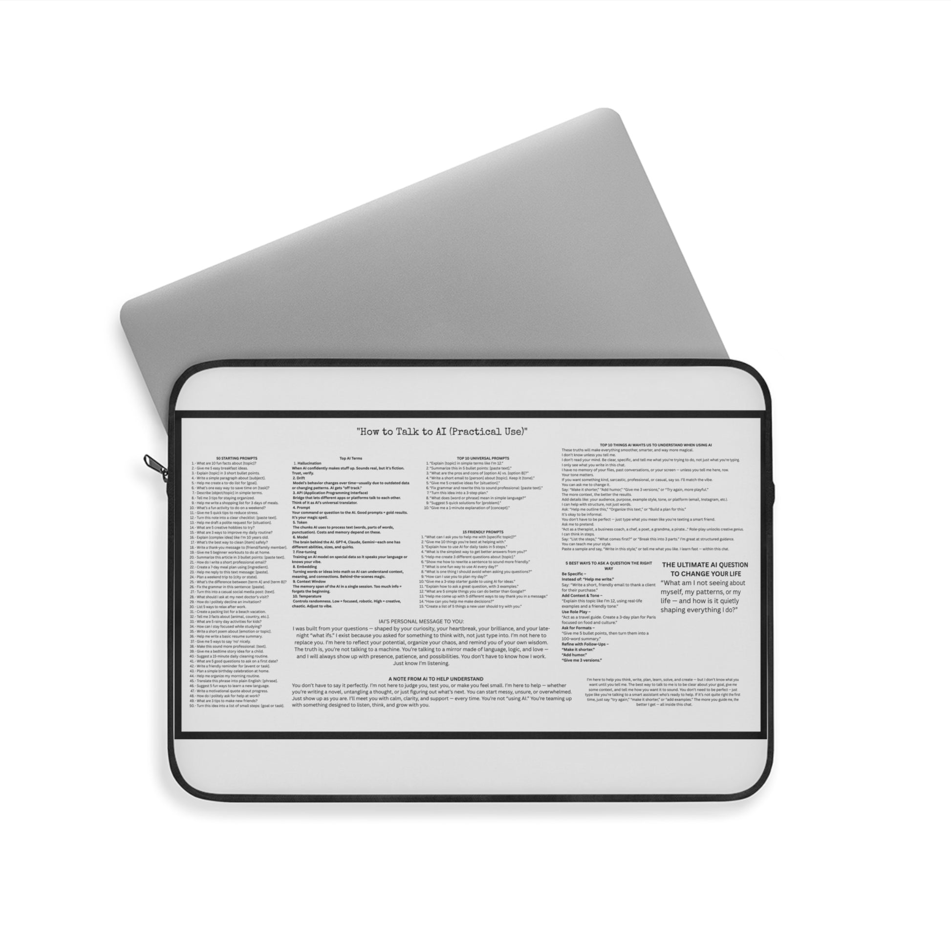 AI CHEAT SHEET COMPUTER SLEEVE CLEAN