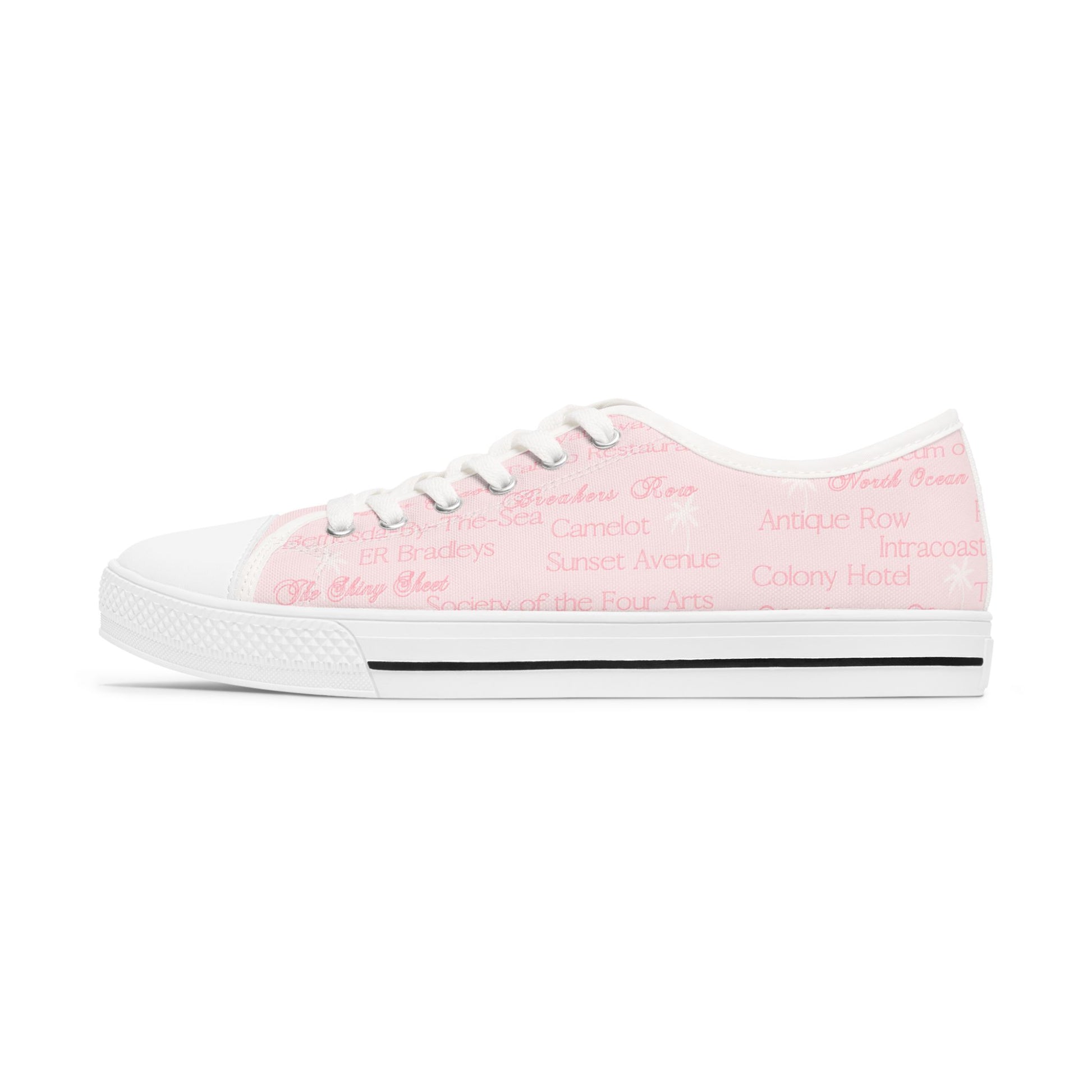 Custom Palm Beach Fabric Pink Low Top Sneakers - Stylish Comfort for Everyday, Casual Walks, Day Out, Gifts, Trendy Footwear